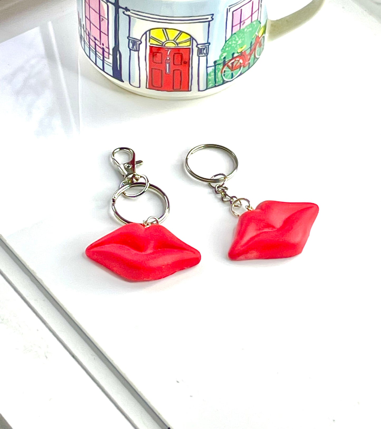 Handmade Red Lips Keyring