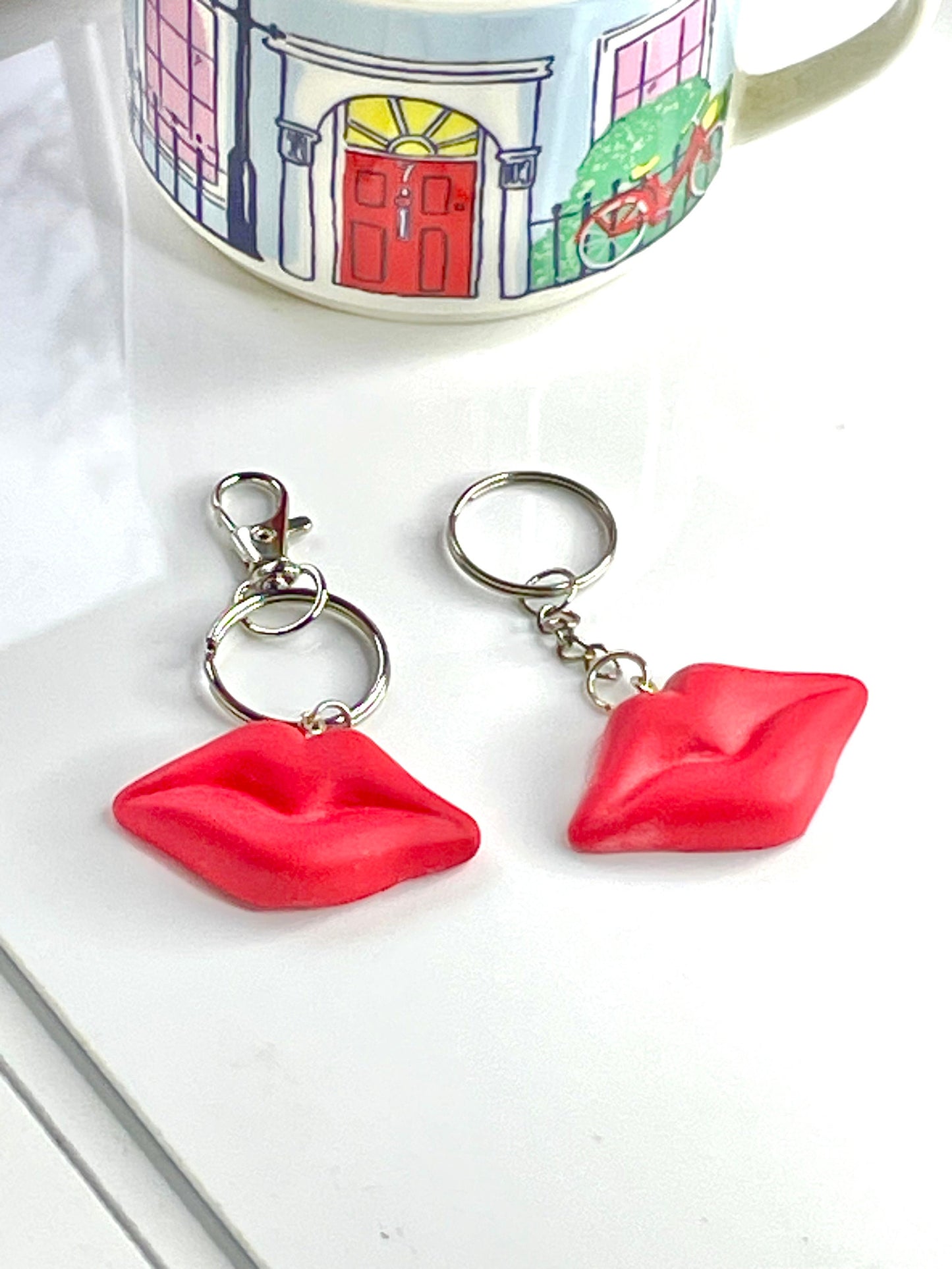 Handmade Red Lips Keyring