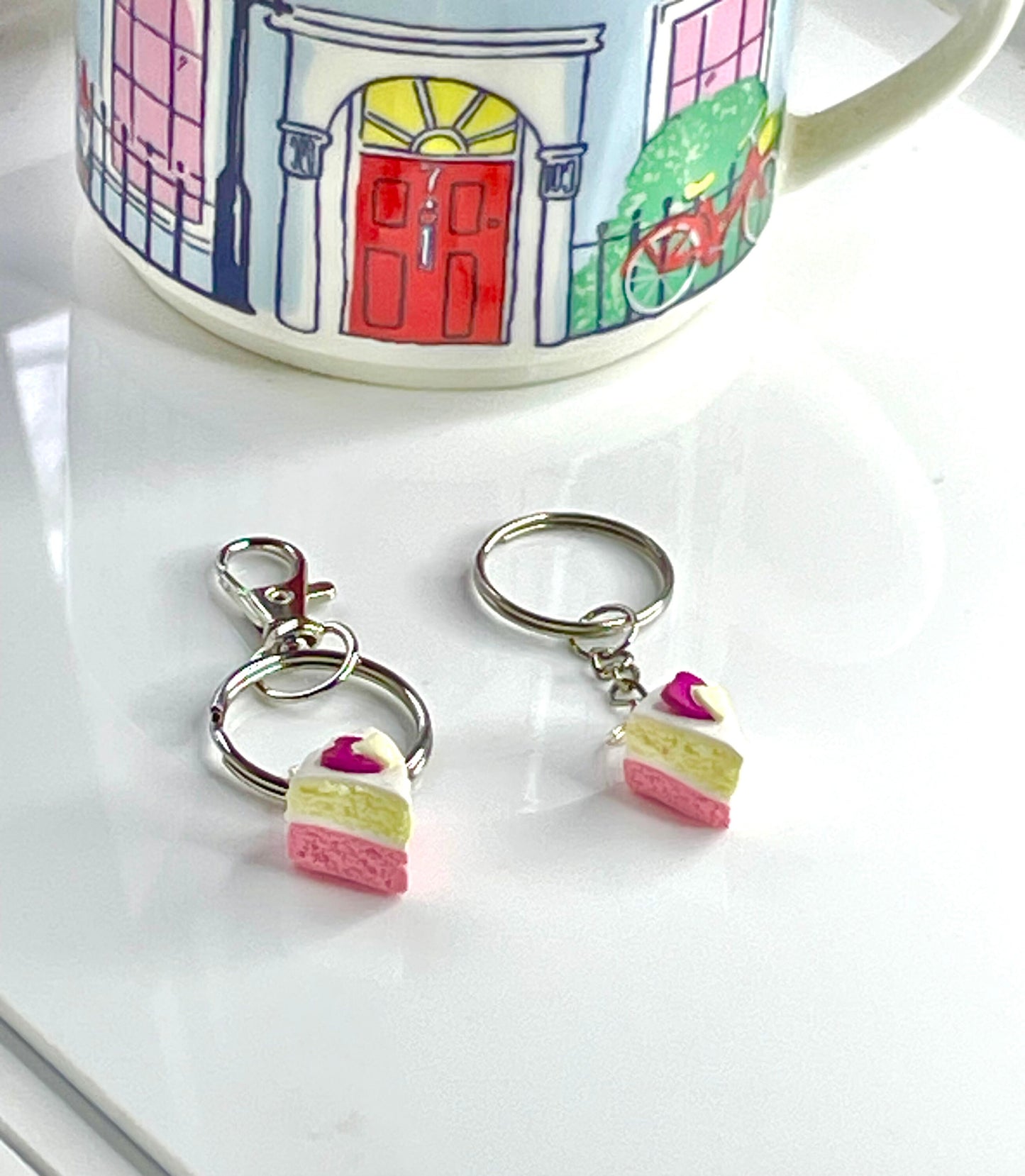 Angel Cake Slice Keyring Keyfob Keychain