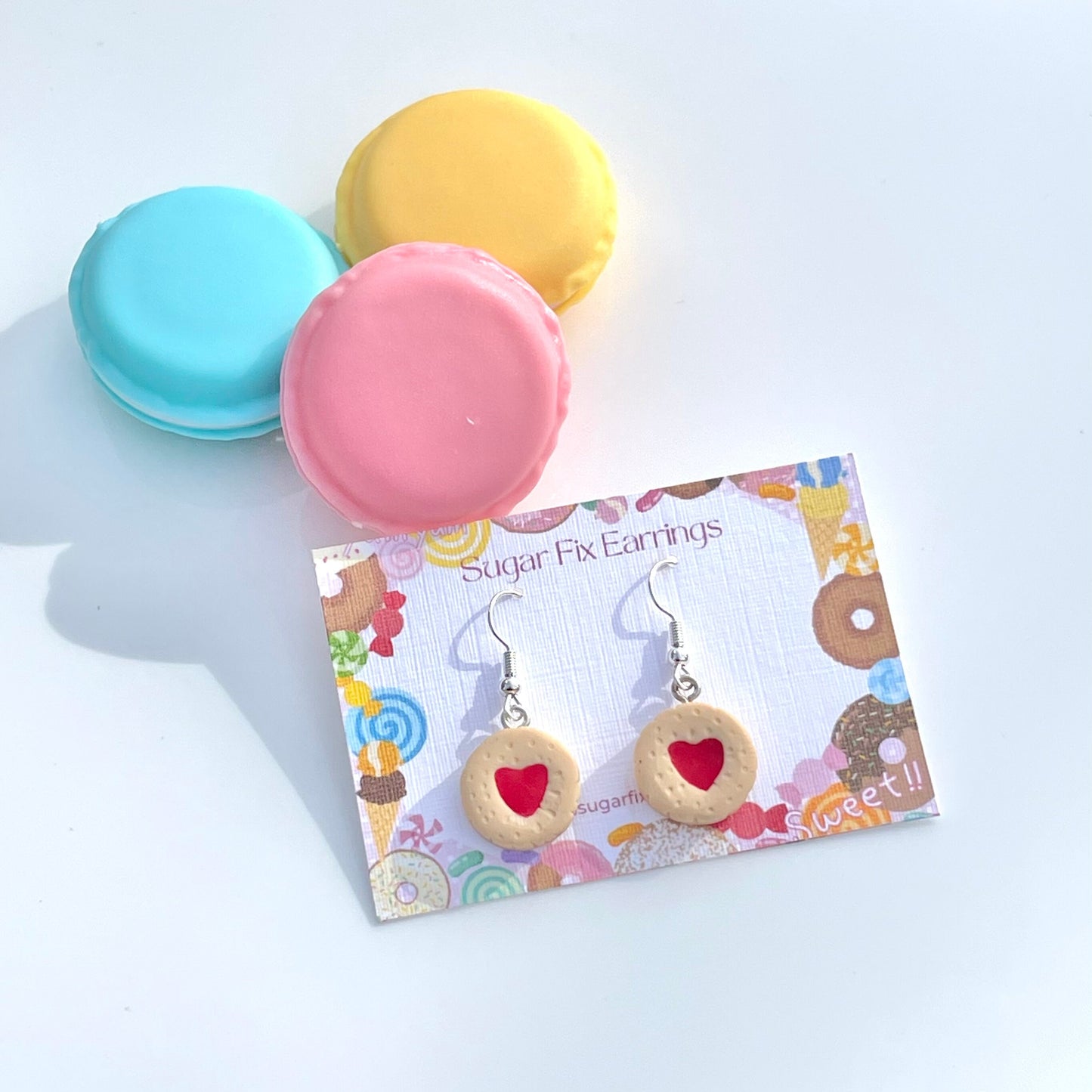 Sterling Silver Jammy Dodger Biscuit Earrings