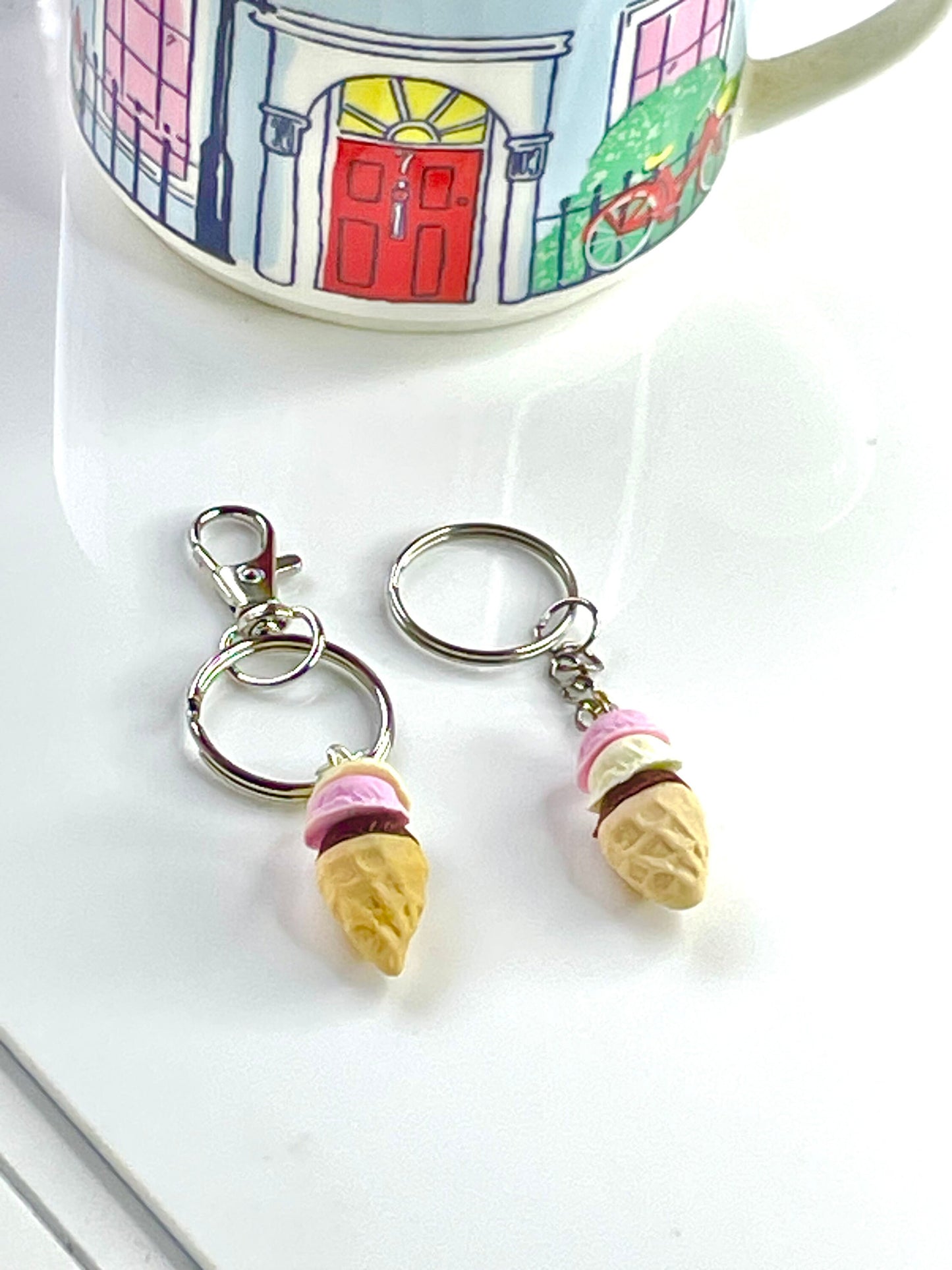 Neapolitan Ice Cream Cone Keyring