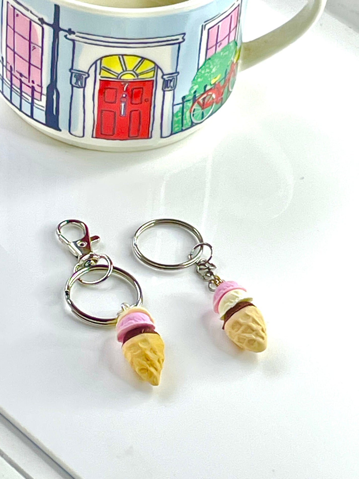 Neapolitan Ice Cream Cone Keyring