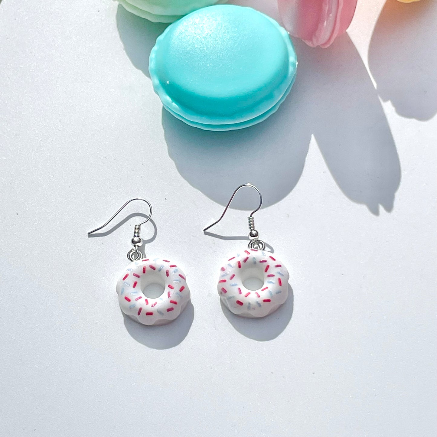 White Donut Sprinkles Earrings