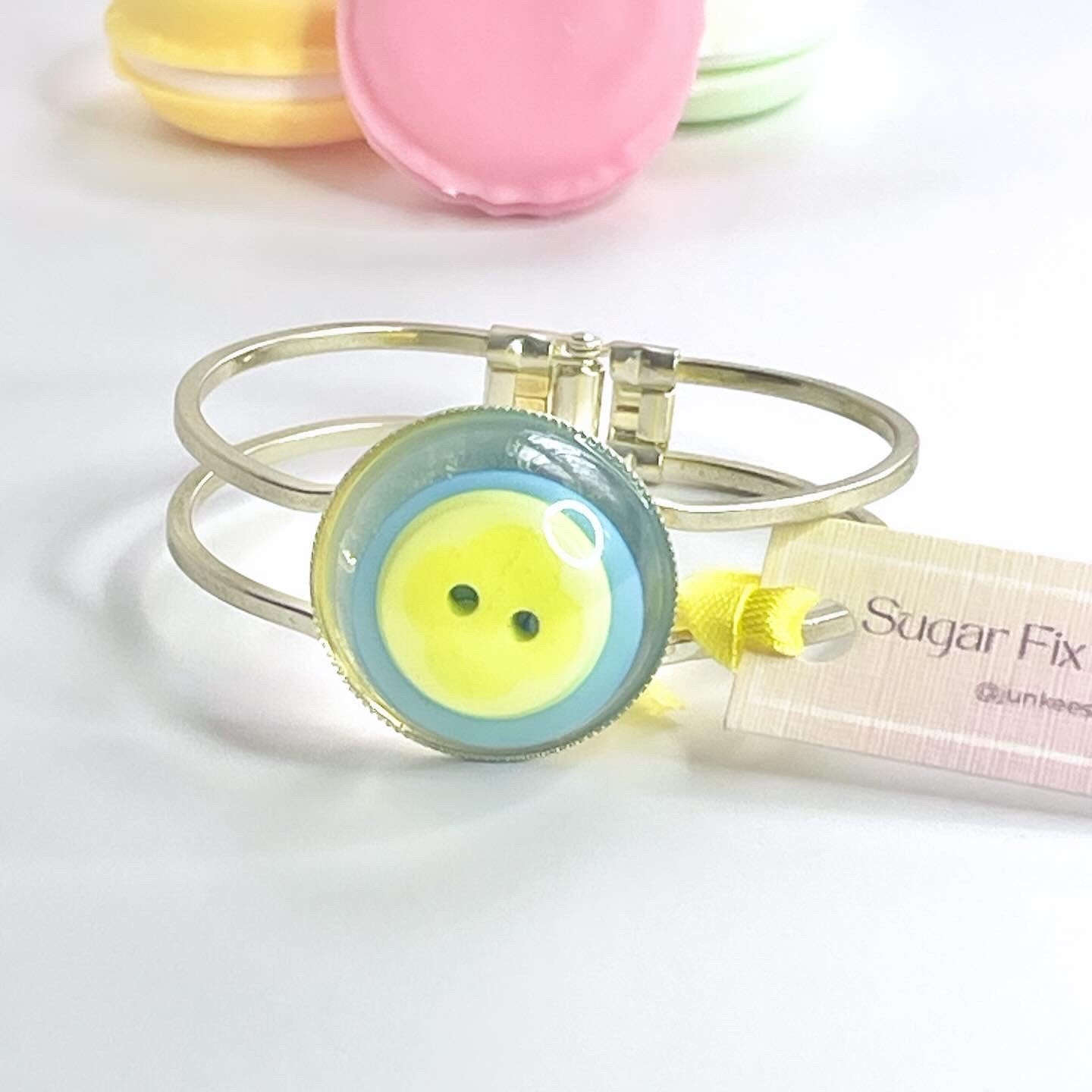 Handmade Button Boho Chic Resin Bangle