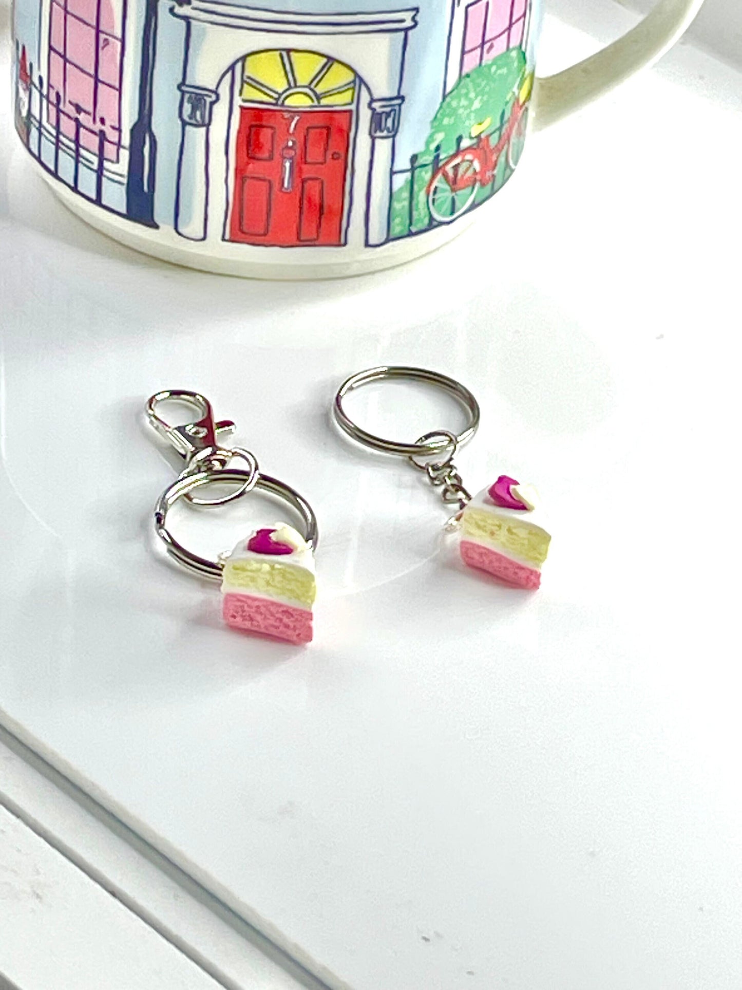 Angel Cake Slice Keyring Keyfob Keychain