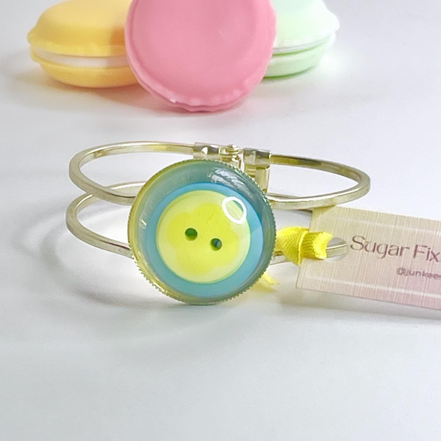 Handmade Button Boho Chic Resin Bangle