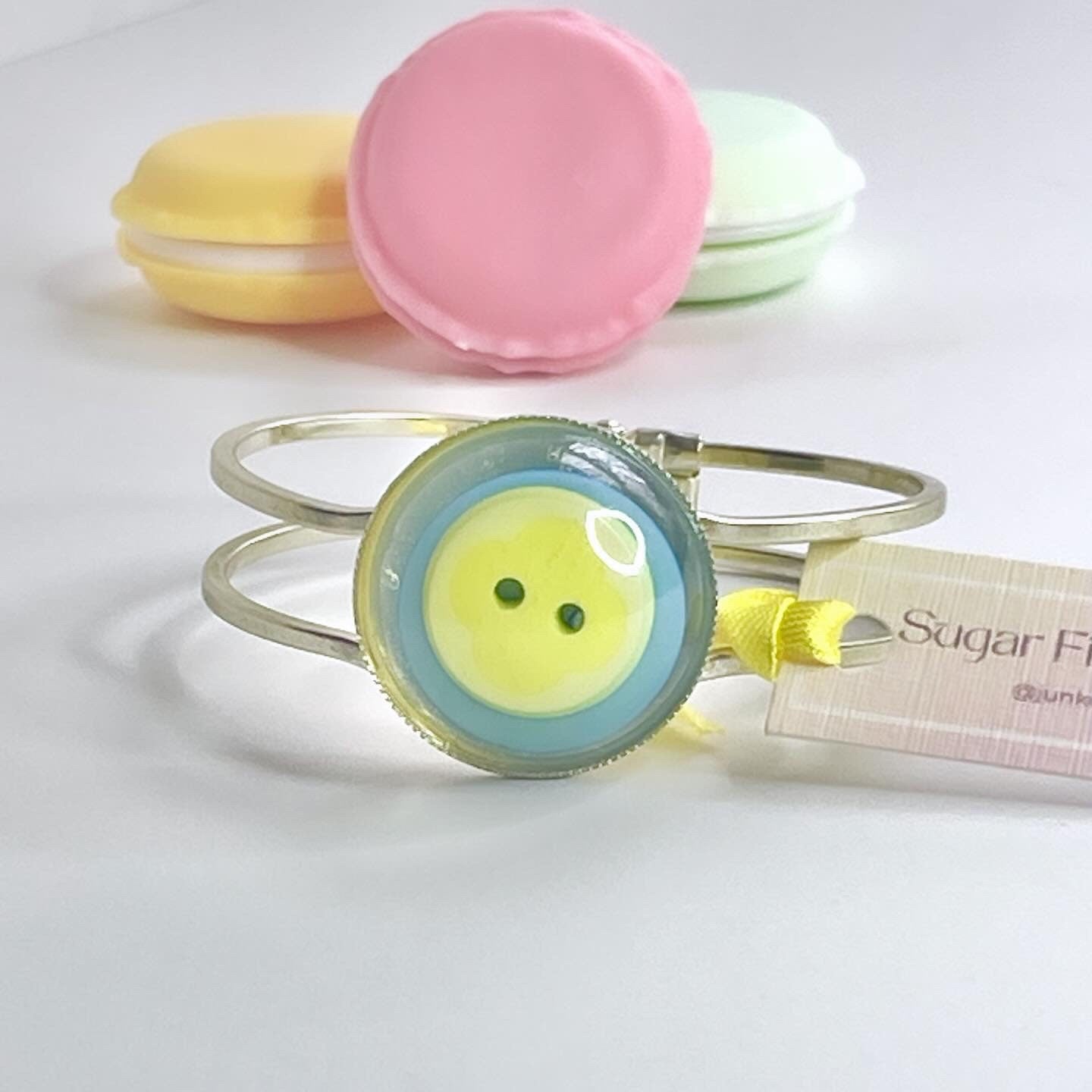 Handmade Button Boho Chic Resin Bangle