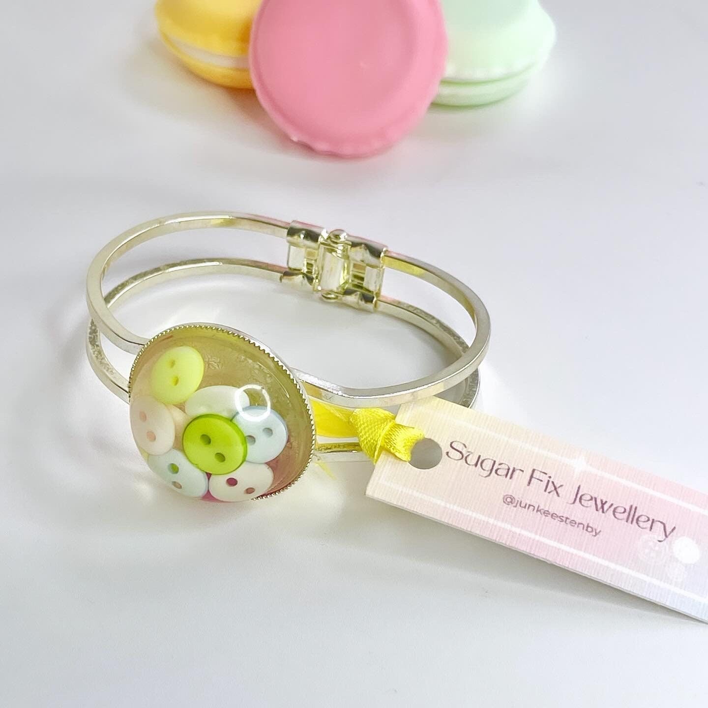 Artisan Button Bangle - Handcrafted Resin Jewelry Jewellery