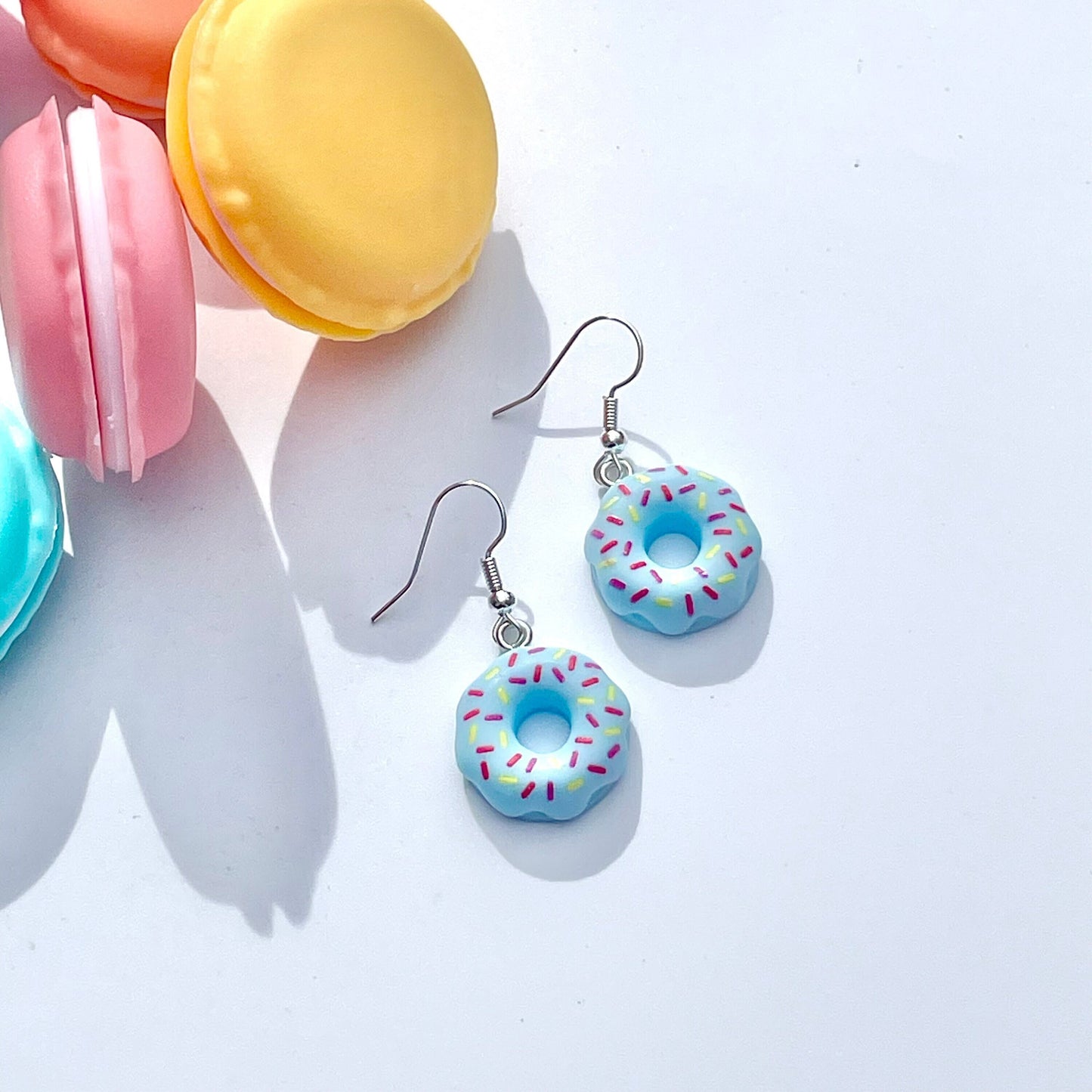 Blue Ring Doughnut Sprinkles Dropper Earrings