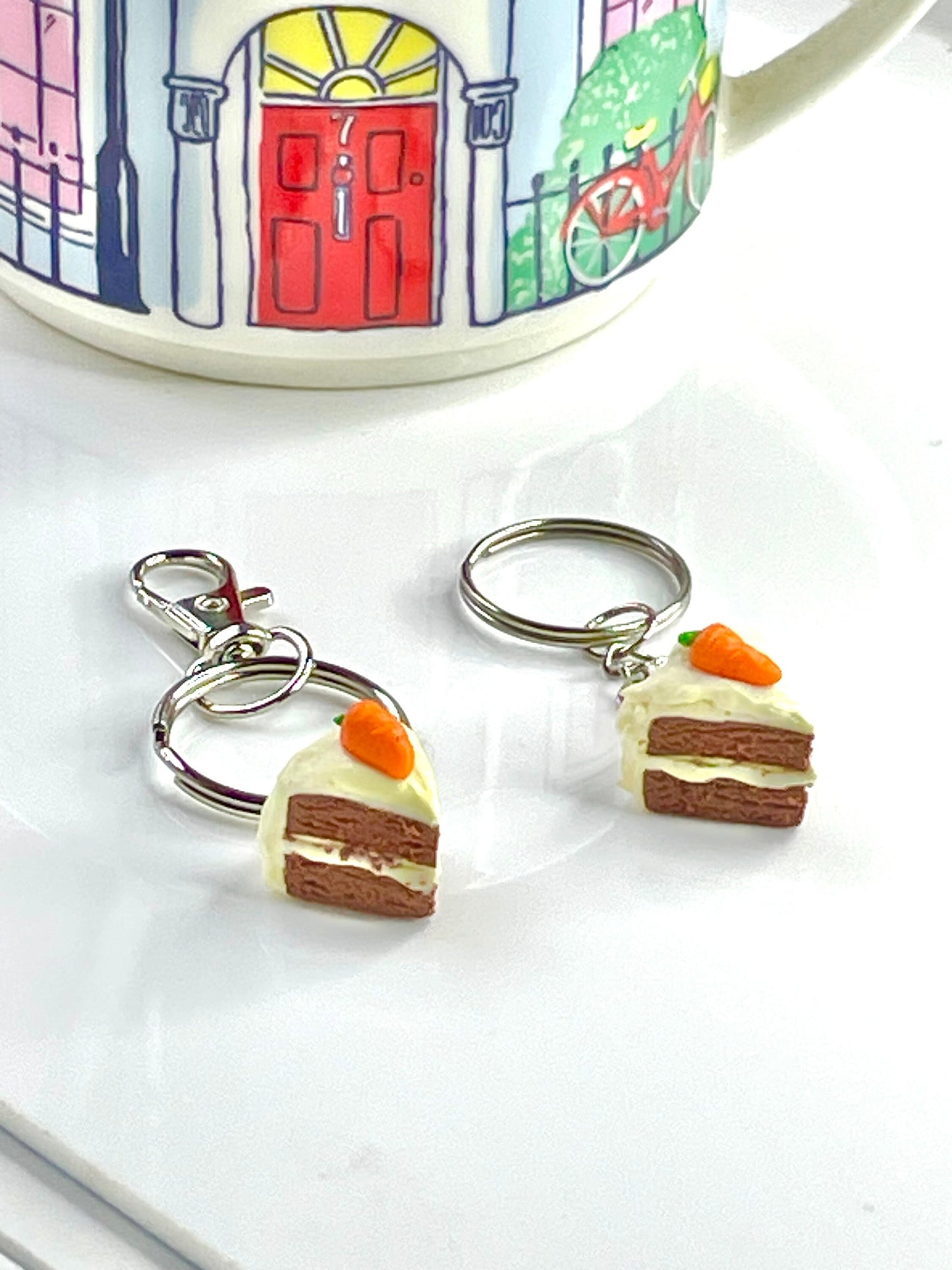 Handmade Carrot Cake Keyring - Free Organza Gift Bag included
