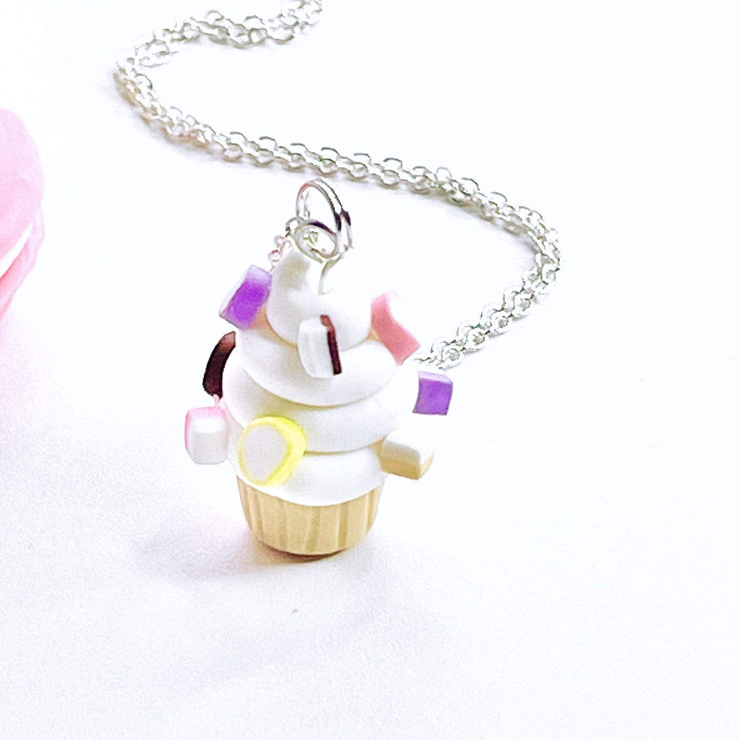 Handmade Dolly Mixtures Retro Sweets Cupcake Necklace