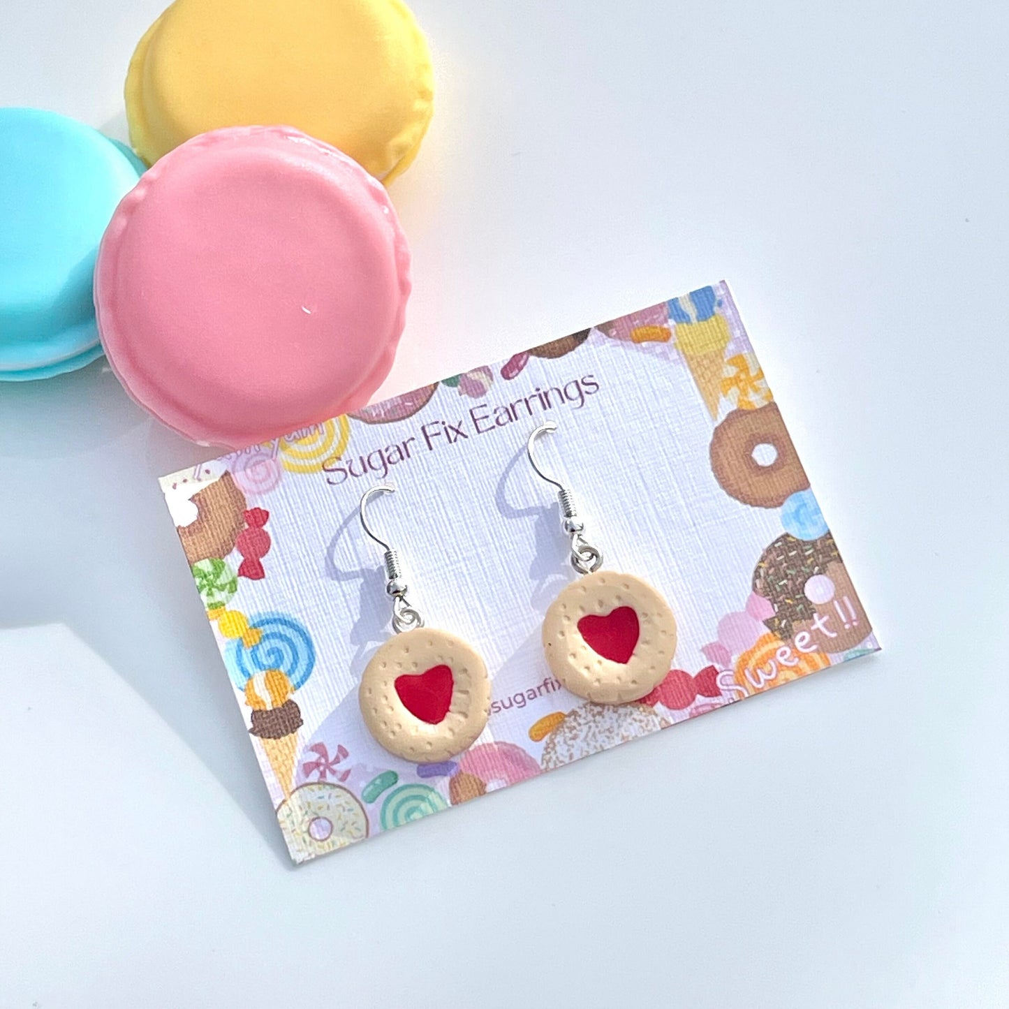 Sterling Silver Jammy Dodger Biscuit Earrings