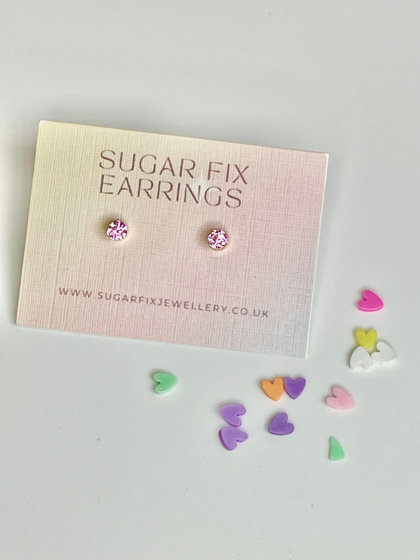Pink Crystal Tiny Stud Earrings