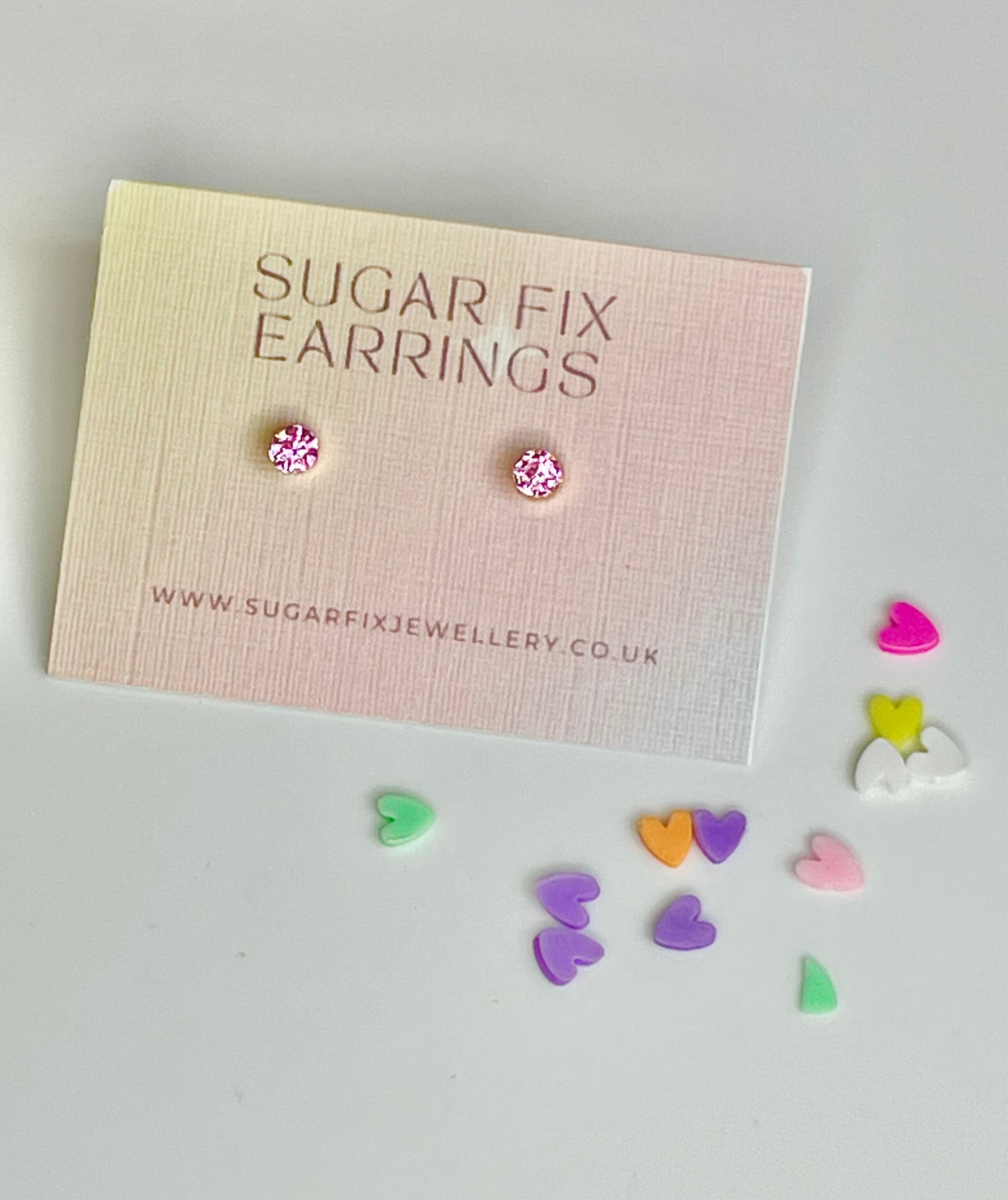 Pink Crystal Tiny Stud Earrings