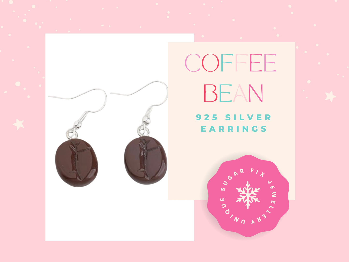 Sterling Silver Coffee Bean Dropper Earrings