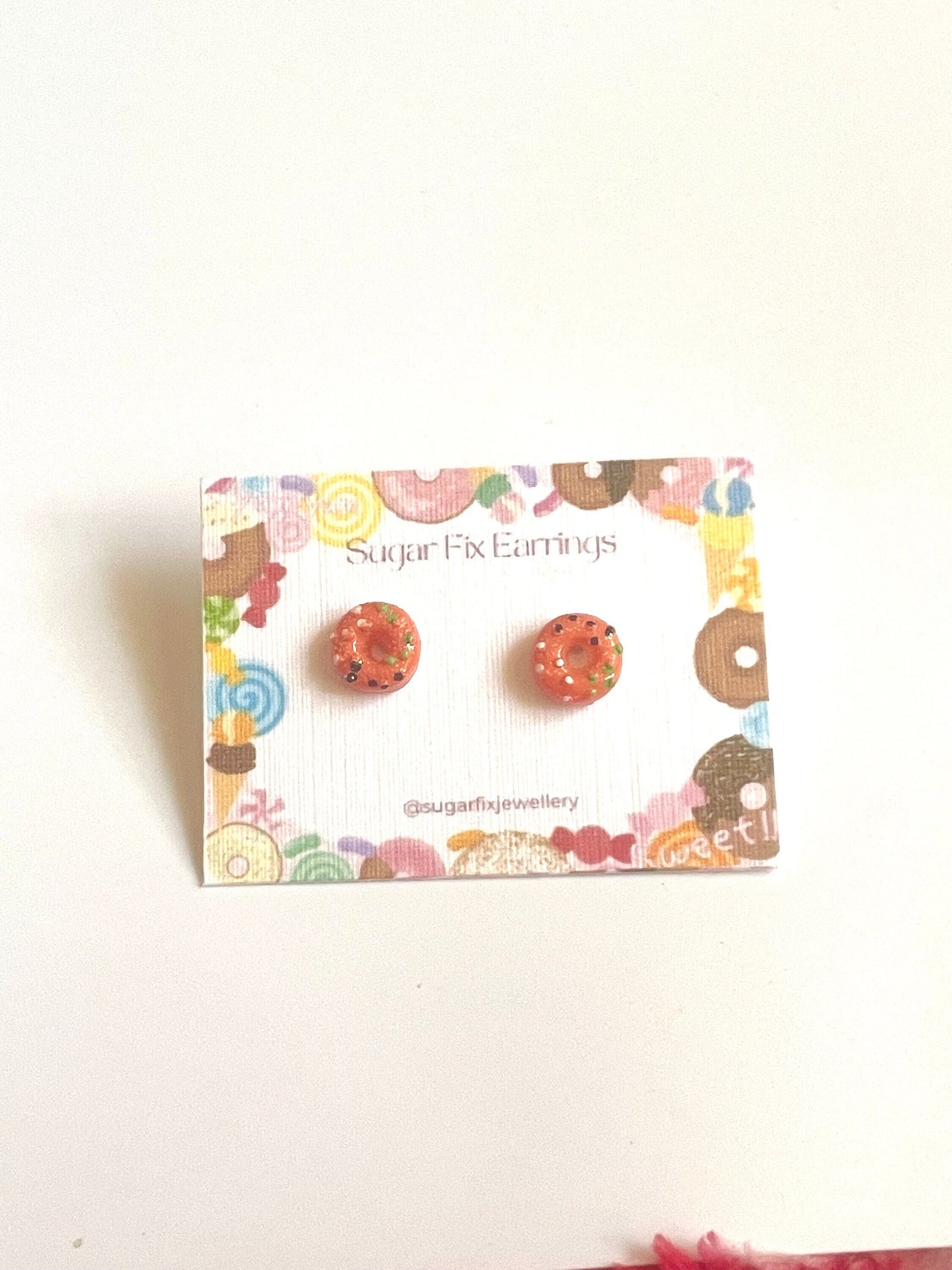 Orange Doughnut Hypoallergenic Ear Stud Earrings