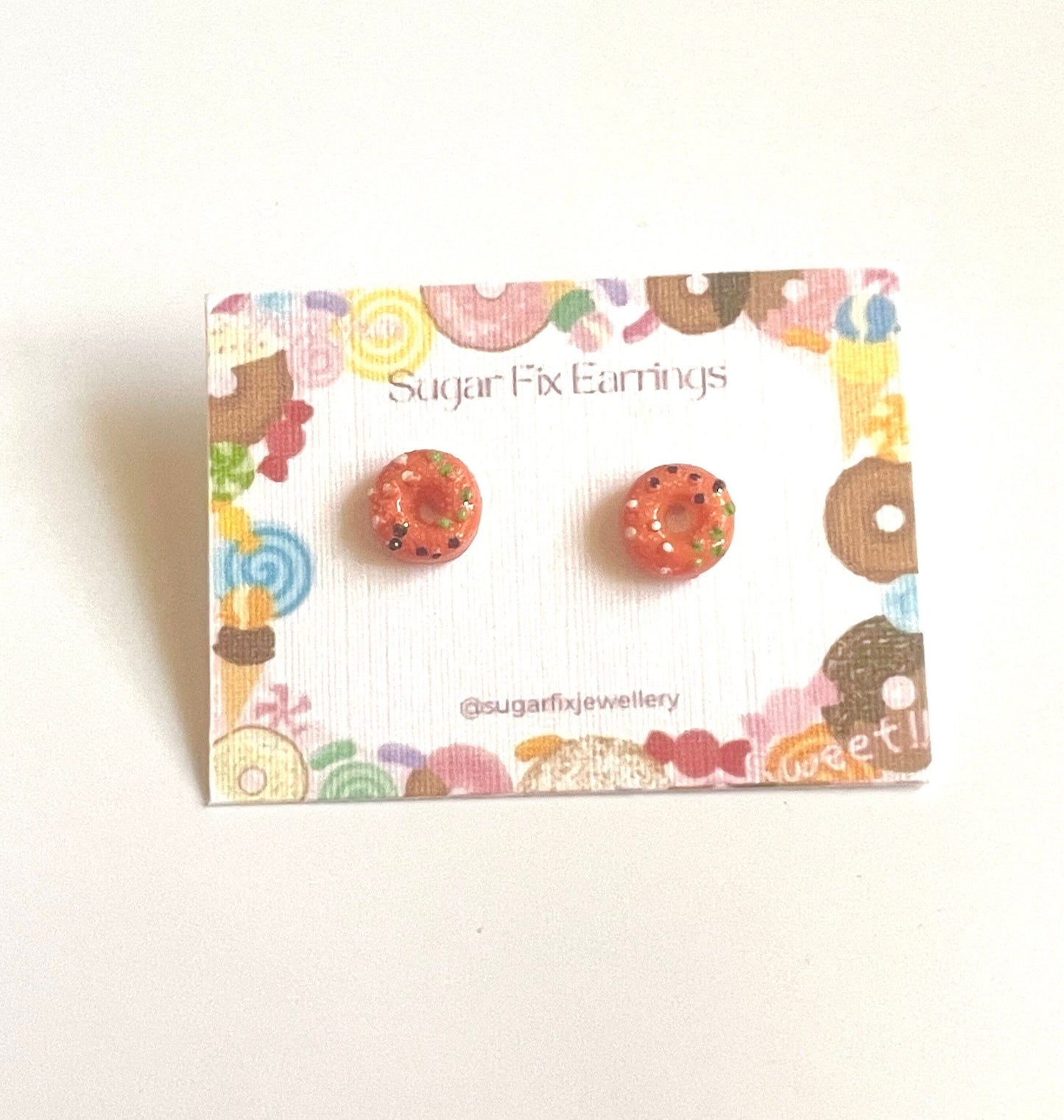 Orange Doughnut Hypoallergenic Ear Stud Earrings