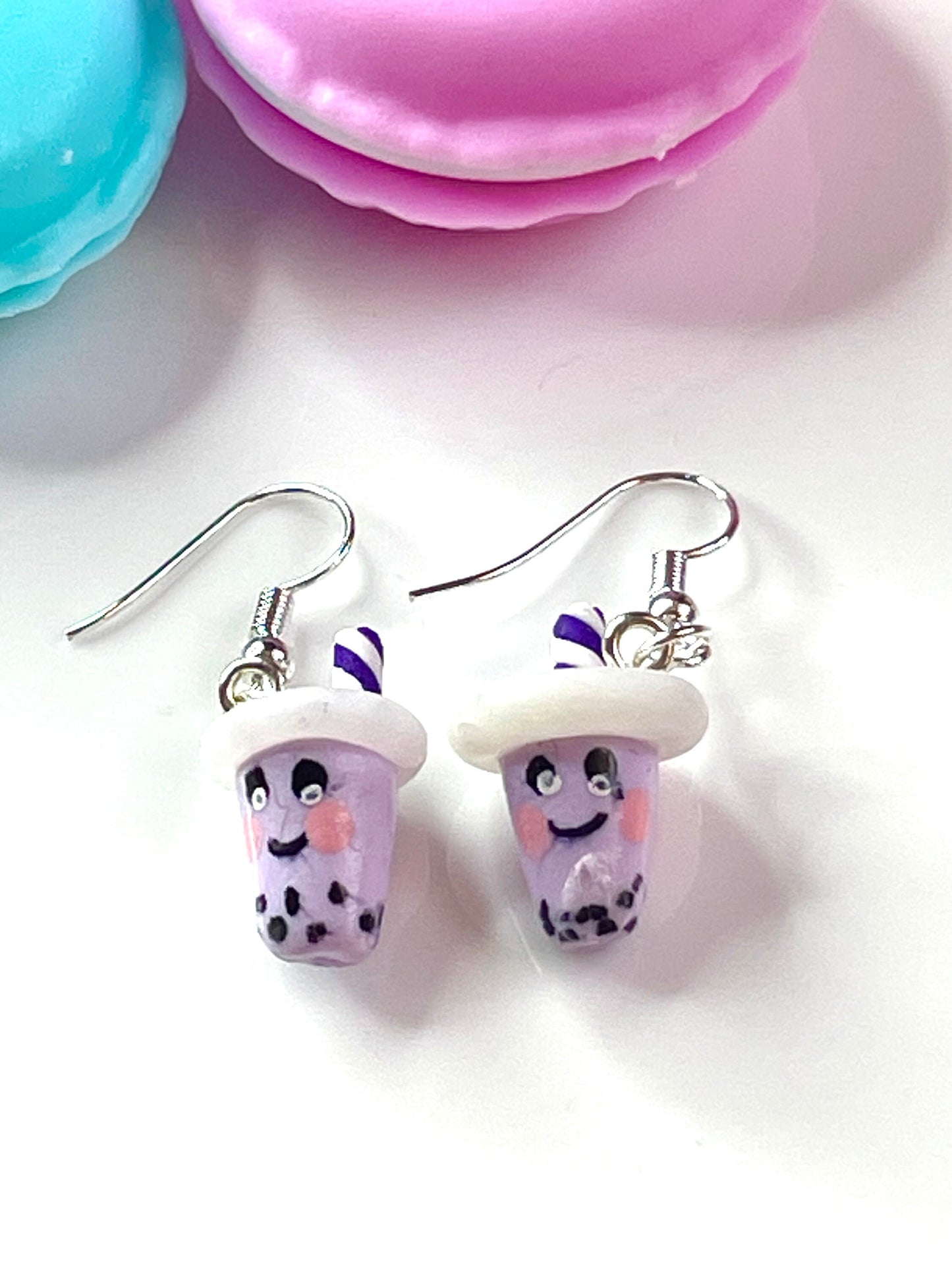 Lilac Bubble Tea Boba Earrings