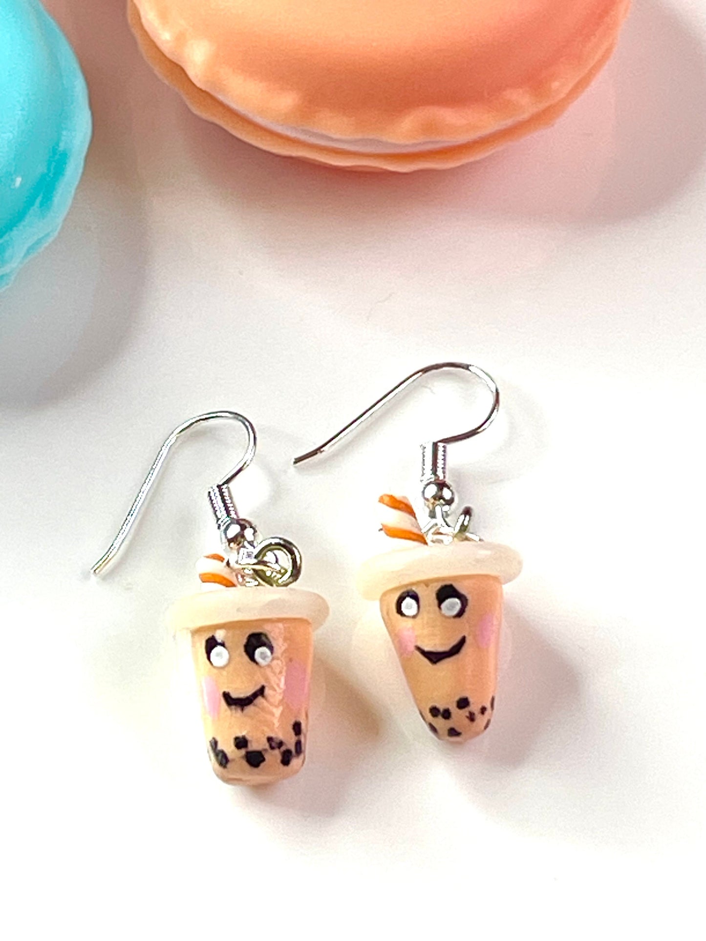 Orange Bubble Tea Boba Earrings
