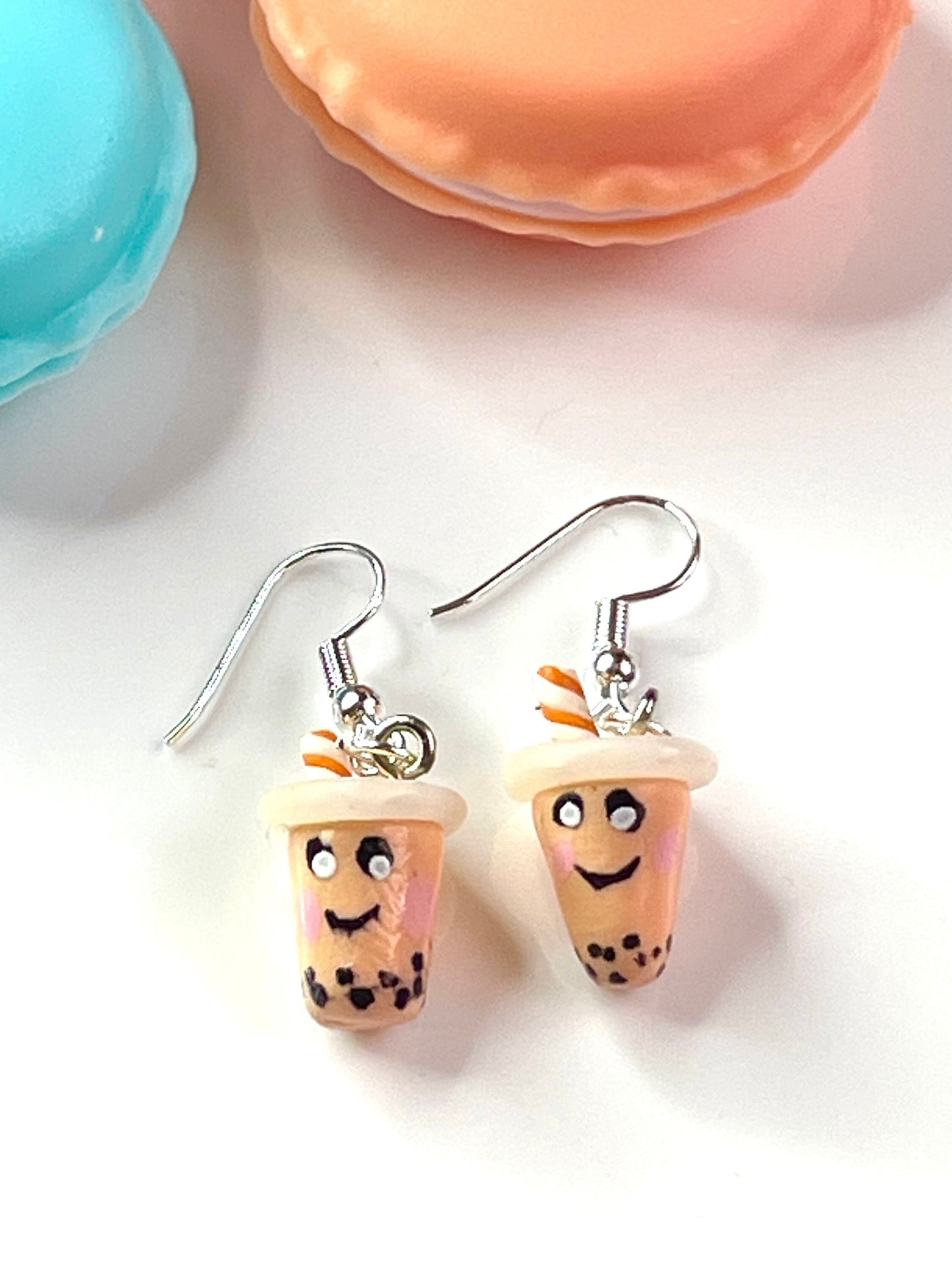 Orange Bubble Tea Boba Earrings