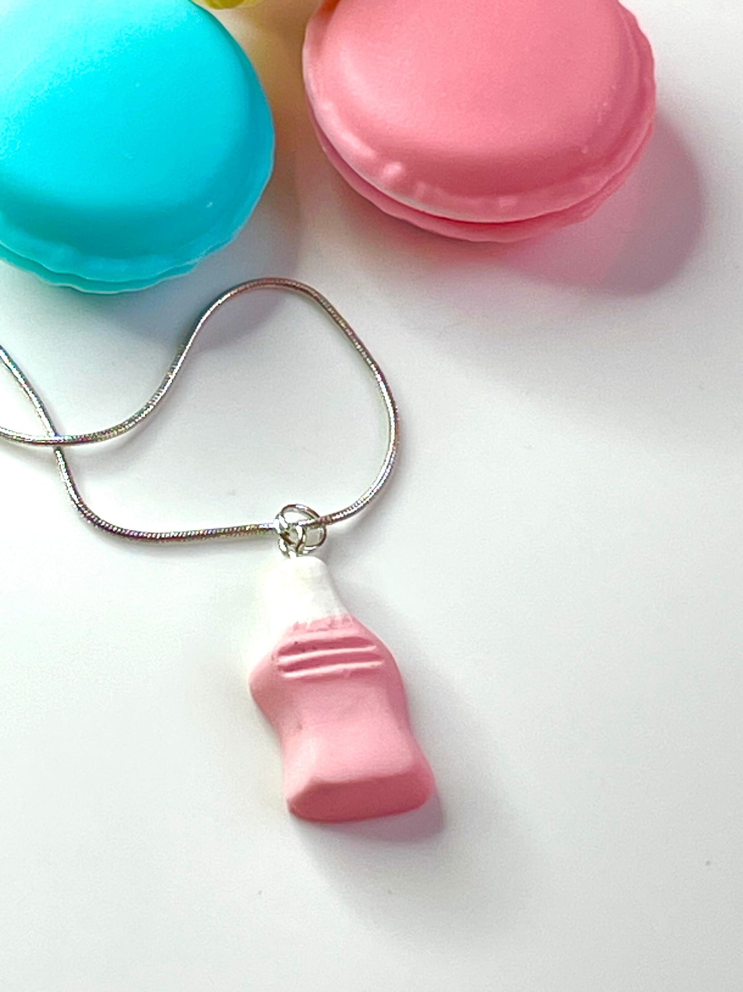 Handmade Strawberry Milkshake Bottle Necklace
