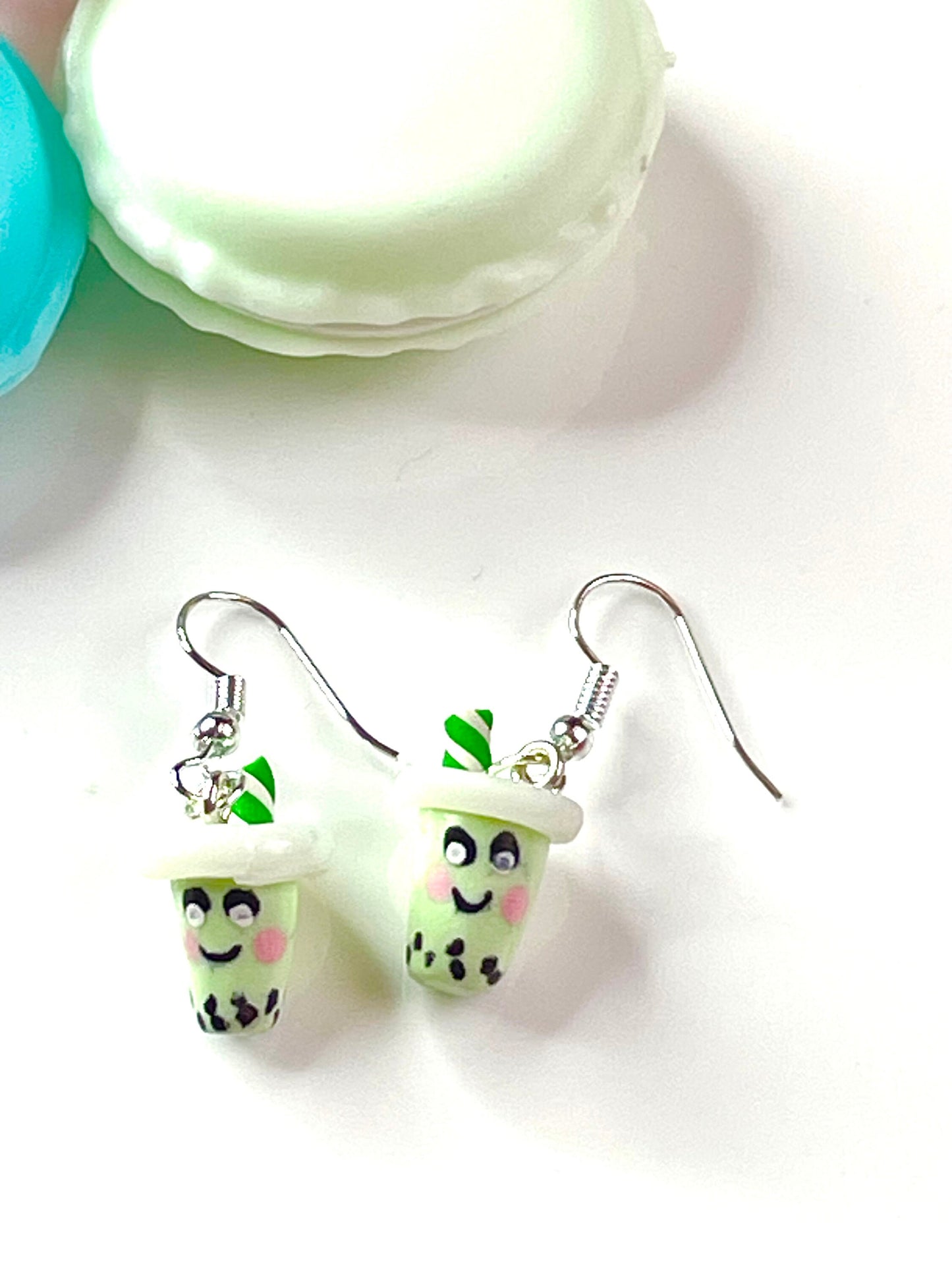 Green Bubble Tea Earrings