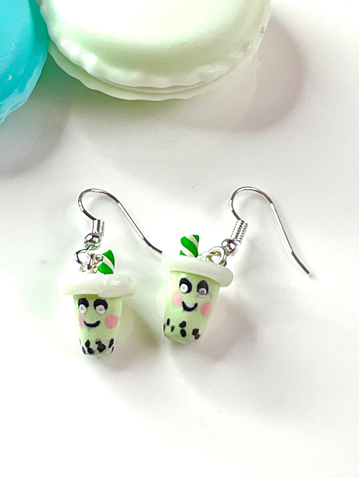 Green Bubble Tea Earrings