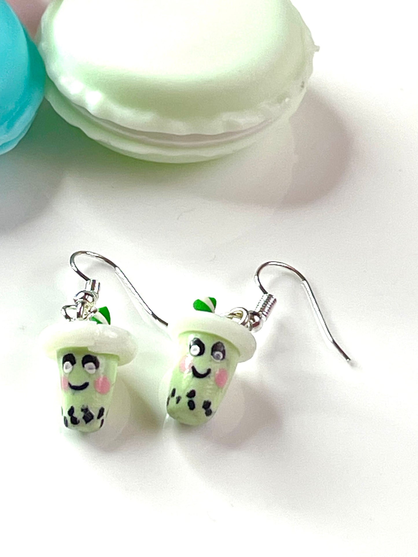 Green Bubble Tea Earrings