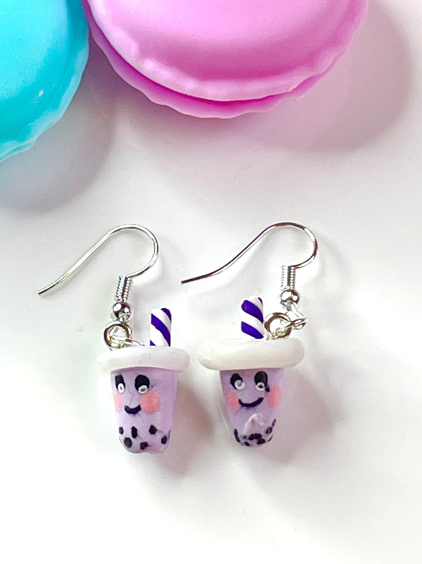 Lilac Bubble Tea Boba Earrings