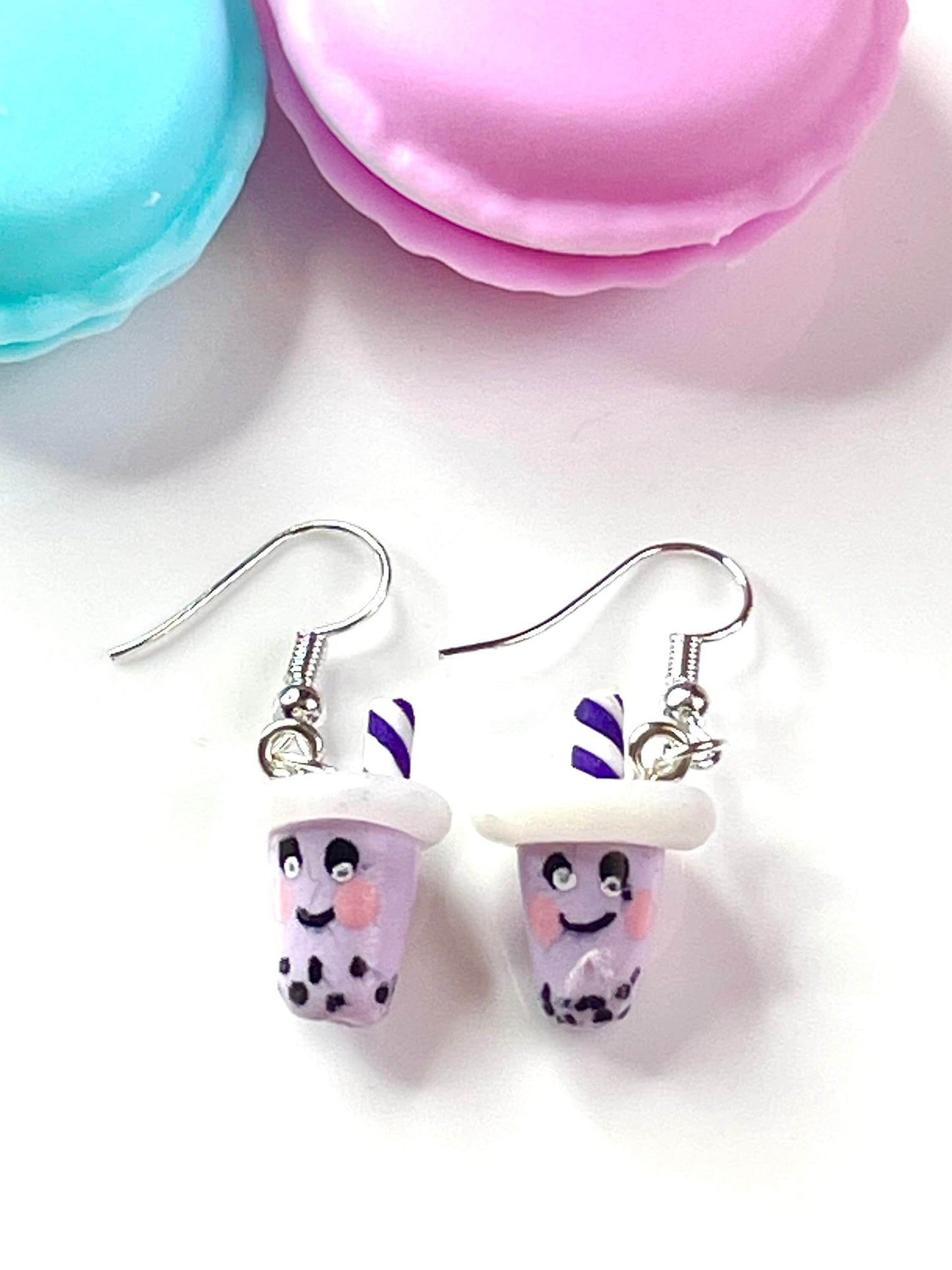 Lilac Bubble Tea Boba Earrings