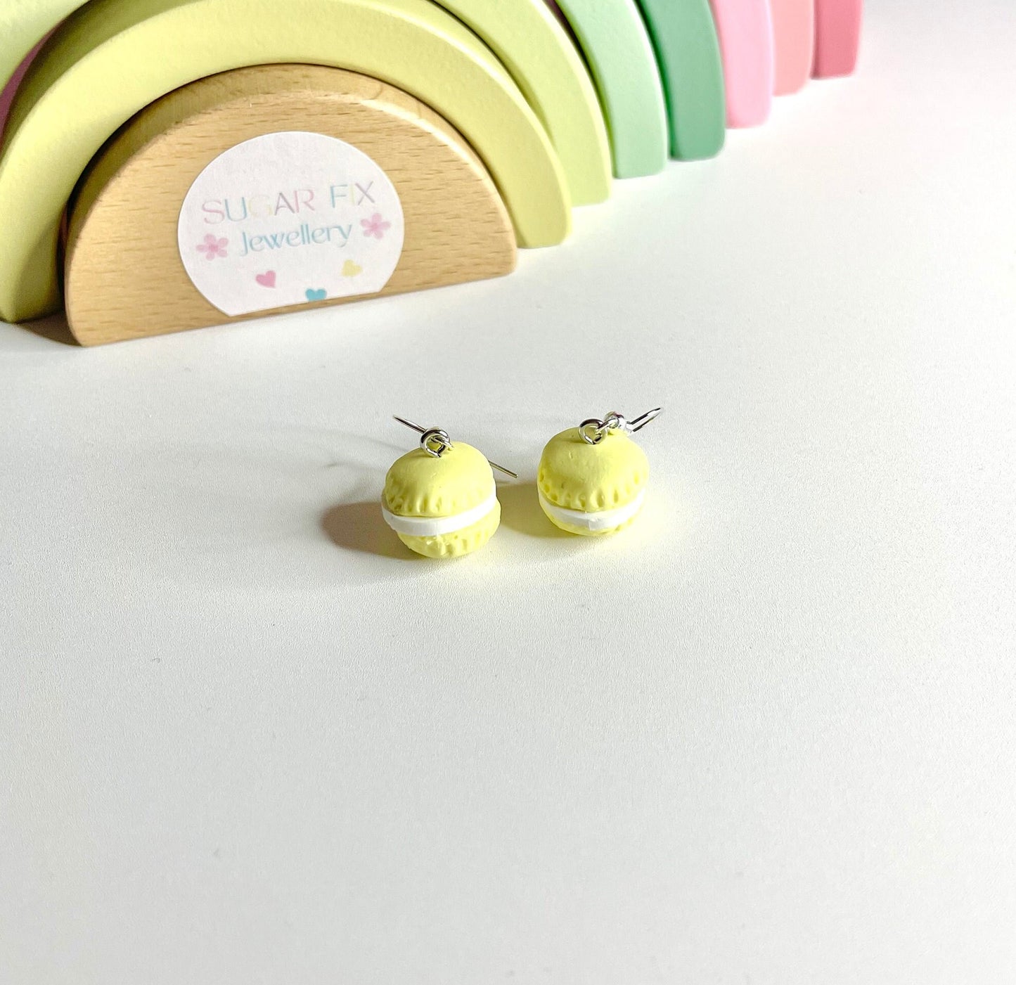 Sterling Silver Sherbet Lemon Macaroon Earrings
