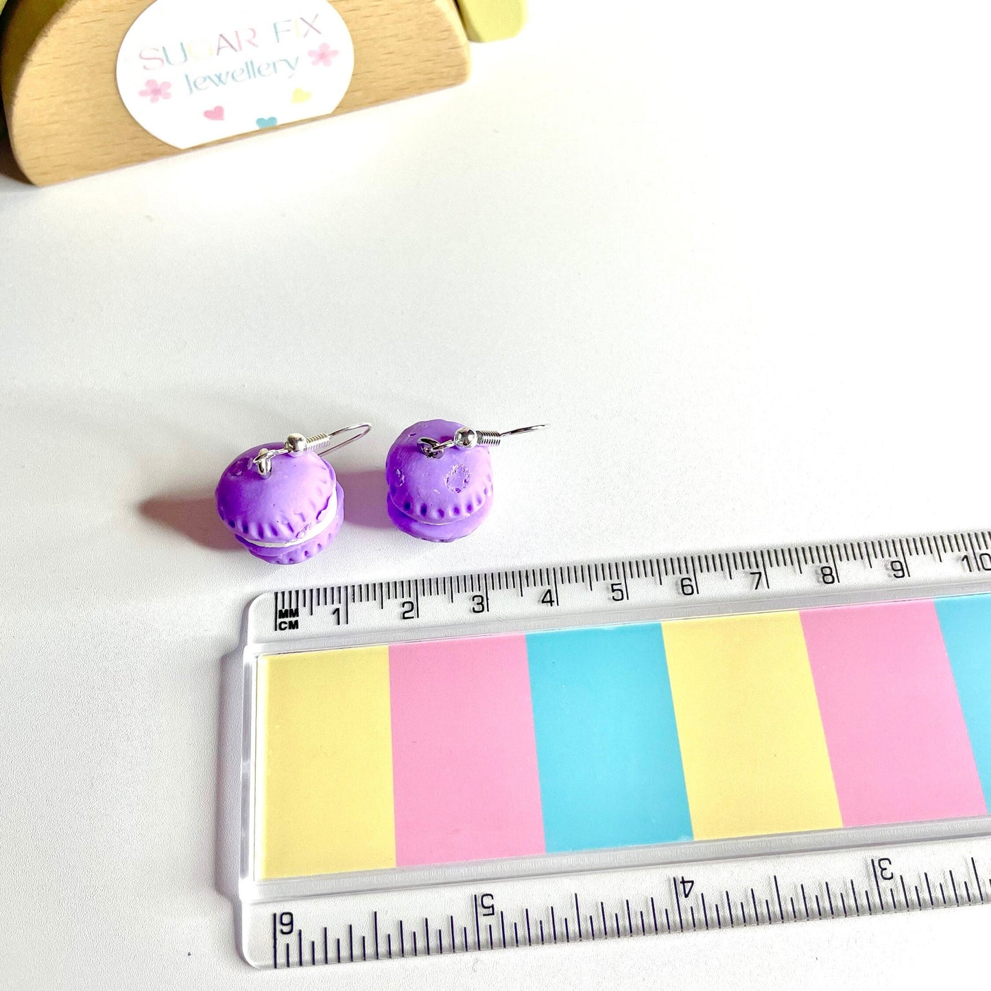 Sterling Silver Purple Macaroon Dropper Earrings