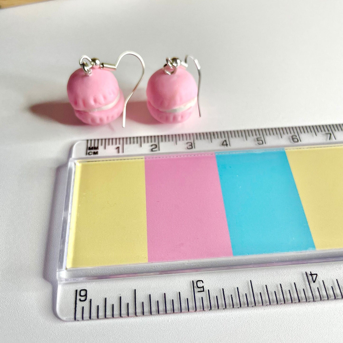 Sterling Silver Baby Pink Macaroon Dangly Earrings