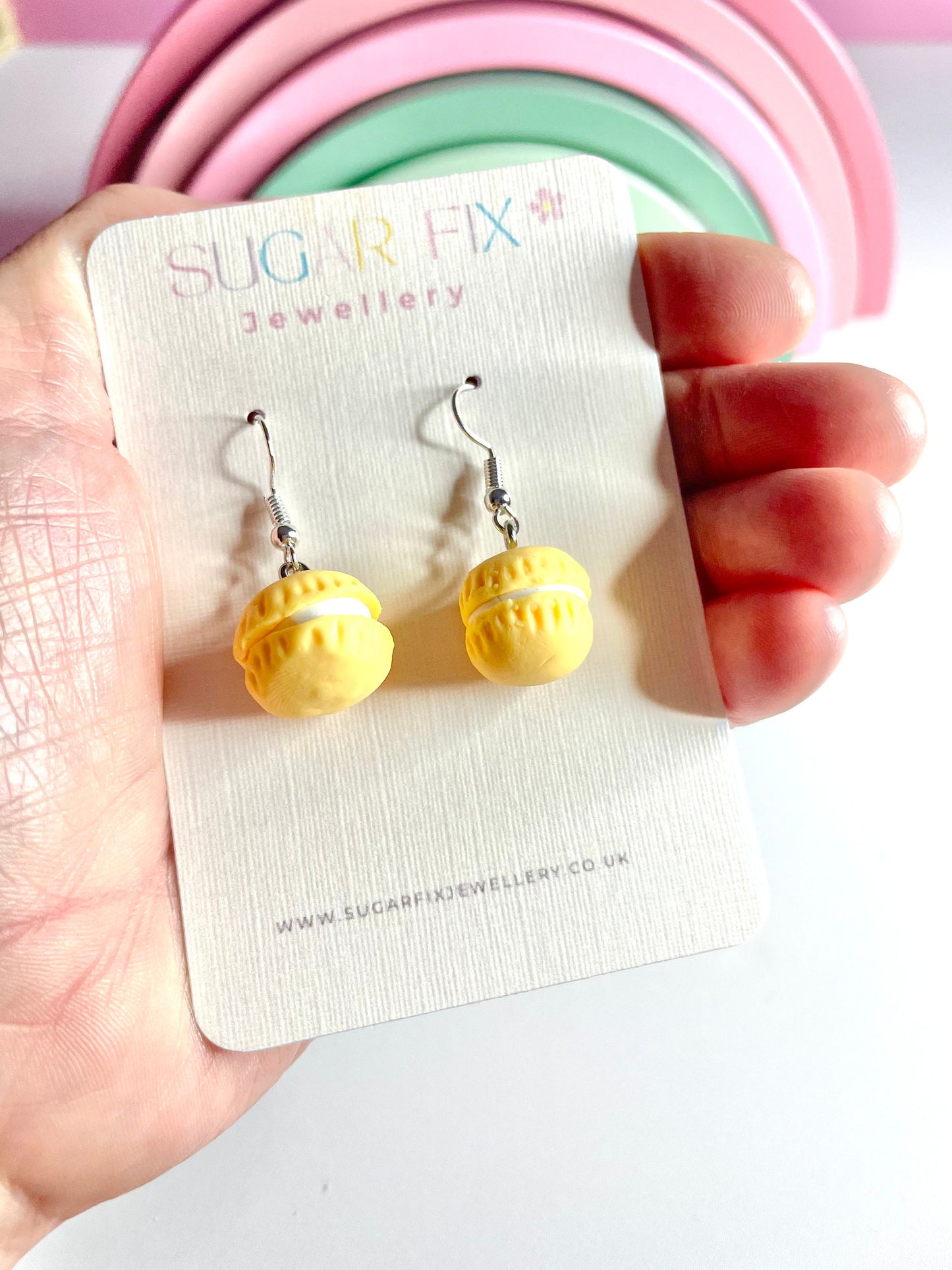 Sterling Silver Peach Macaroon Earrings