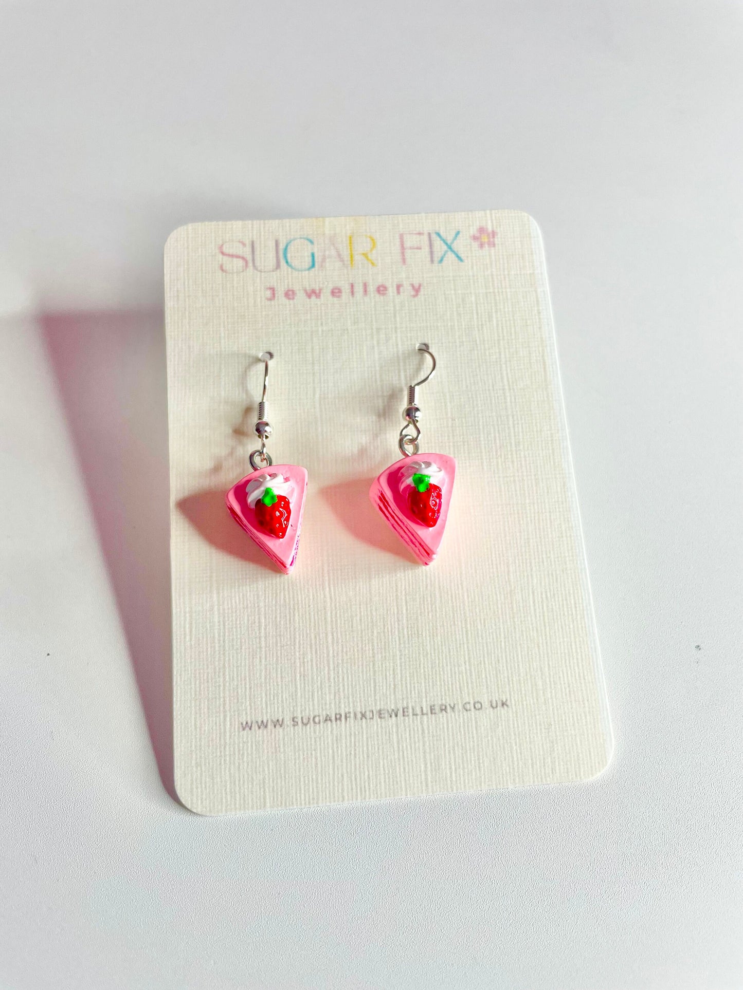 Pink Strawberry Cake Sterling Silver Earrings