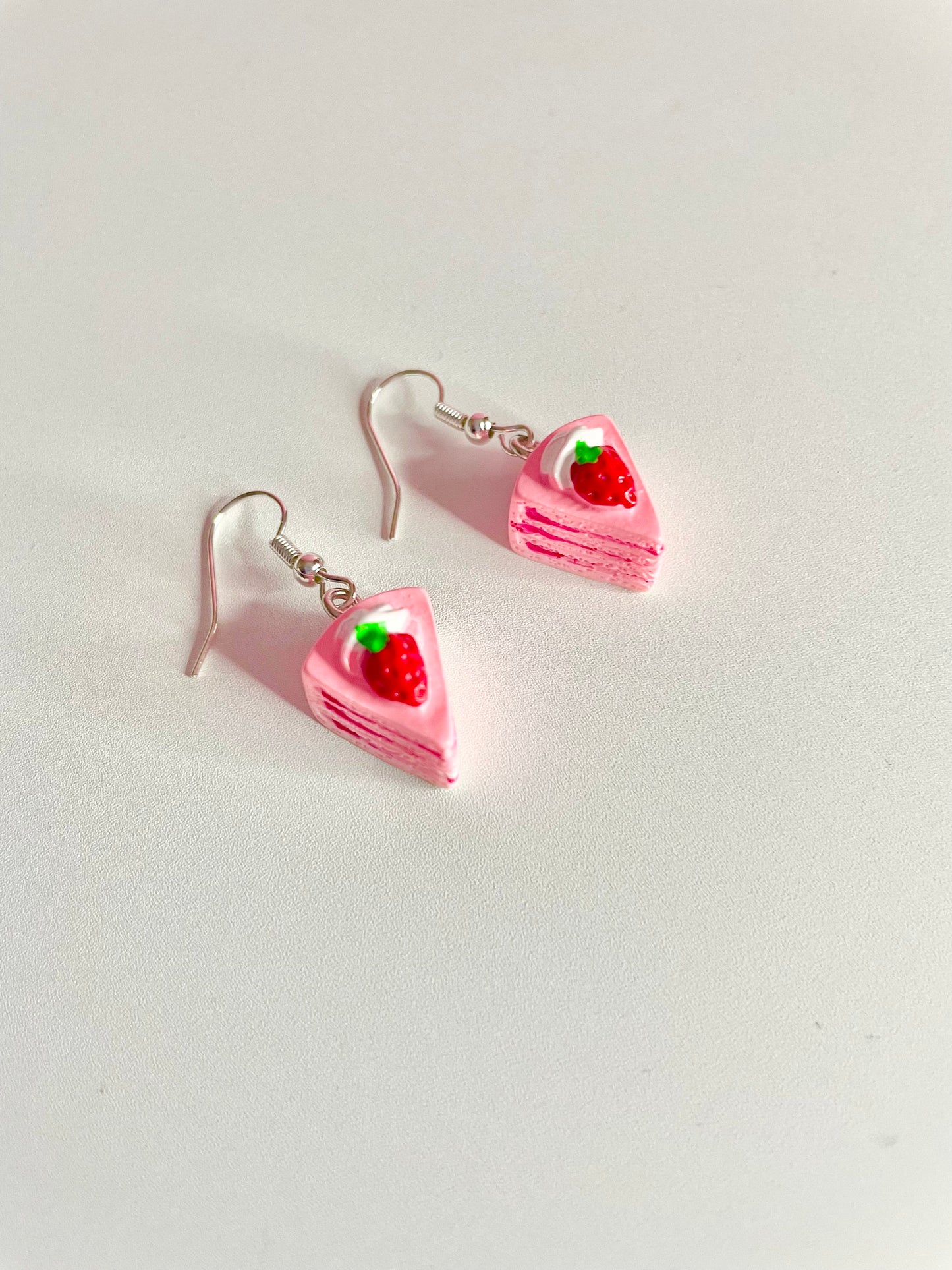 Pink Strawberry Cake Sterling Silver Earrings