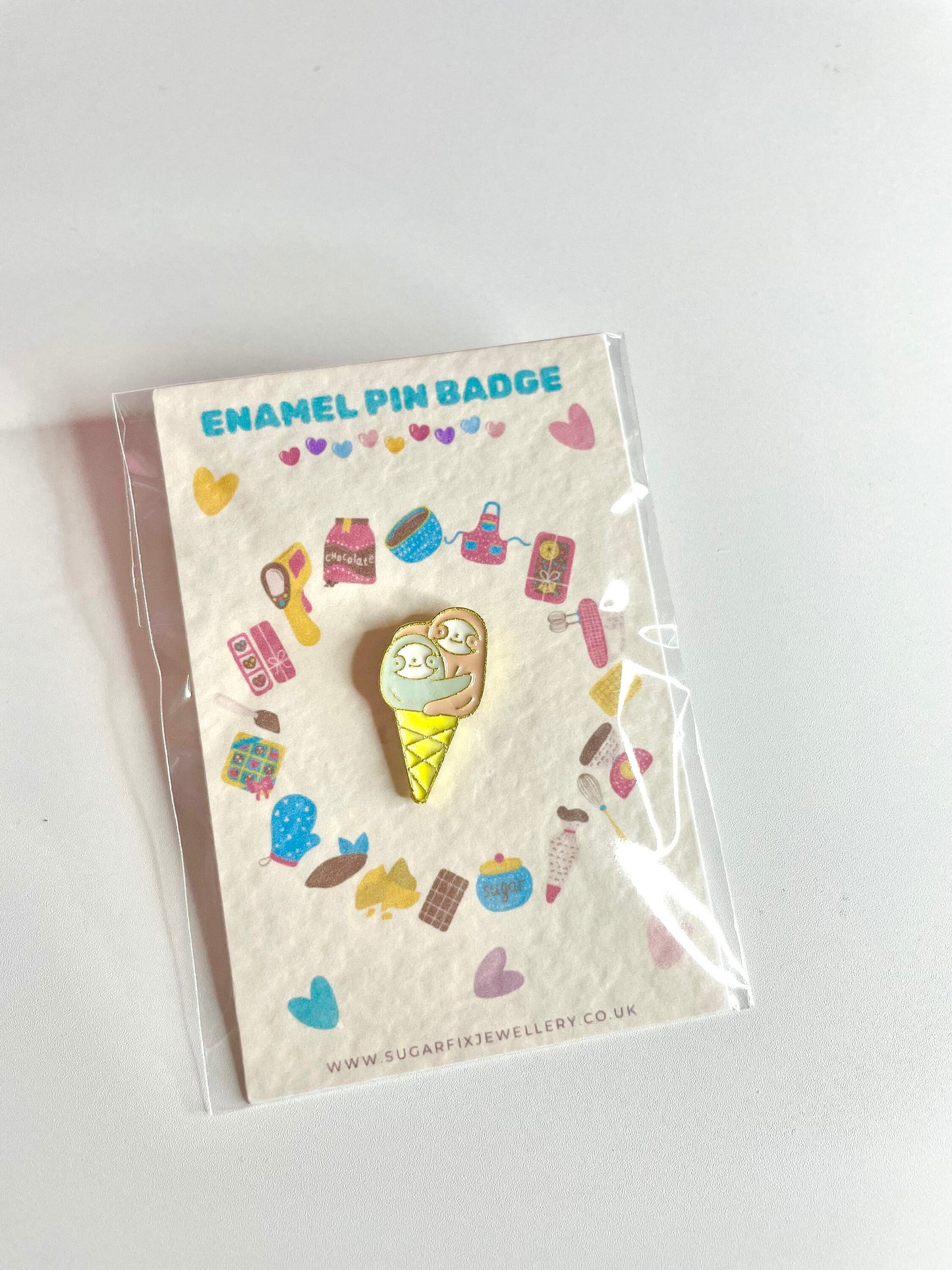 Sloth Ice Cream Enamel Pin Brooch