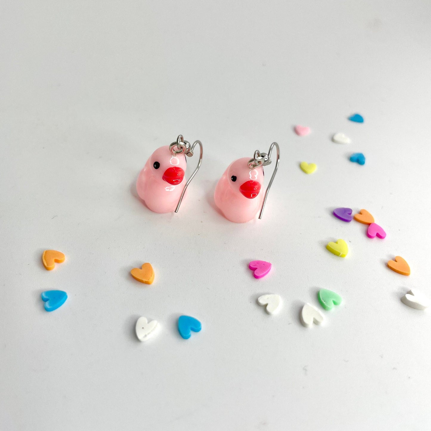 Pink Cute Duck Dropper Dangly Earrings