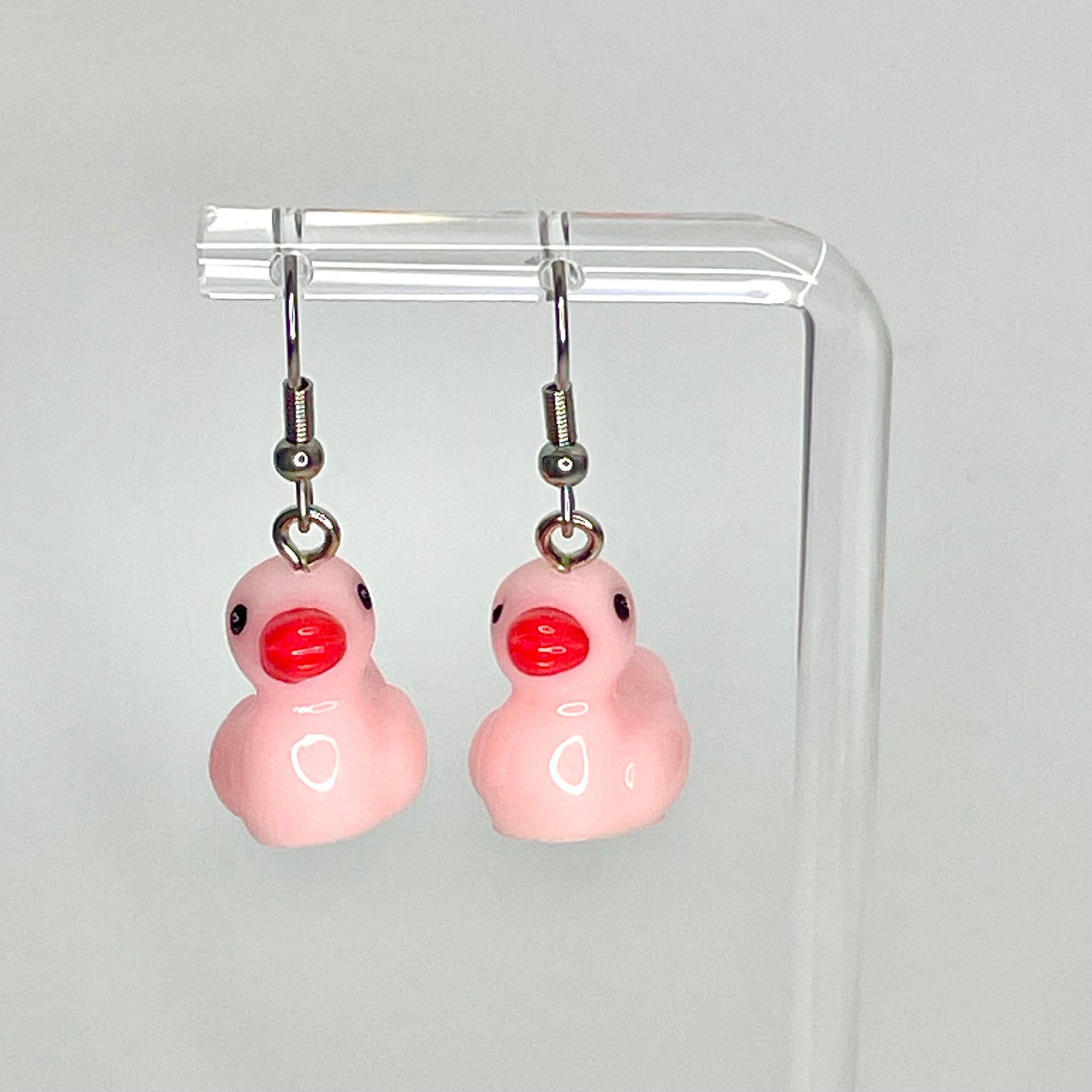 Pink Cute Duck Dropper Dangly Earrings