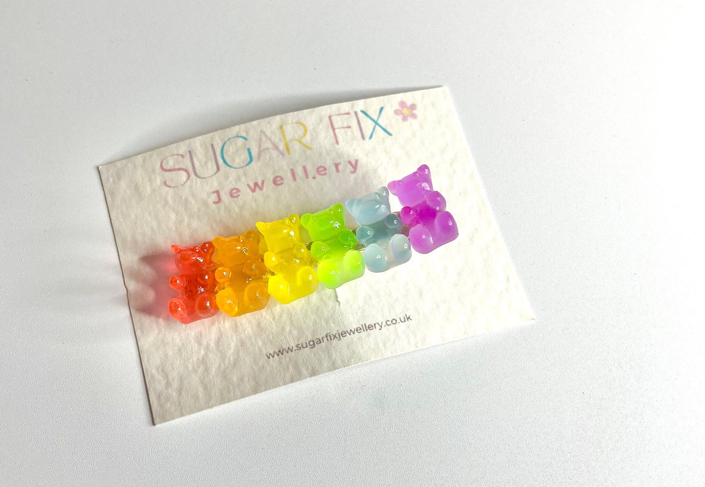 Rainbow Teddy Gummy Bear Hair Clip Slide