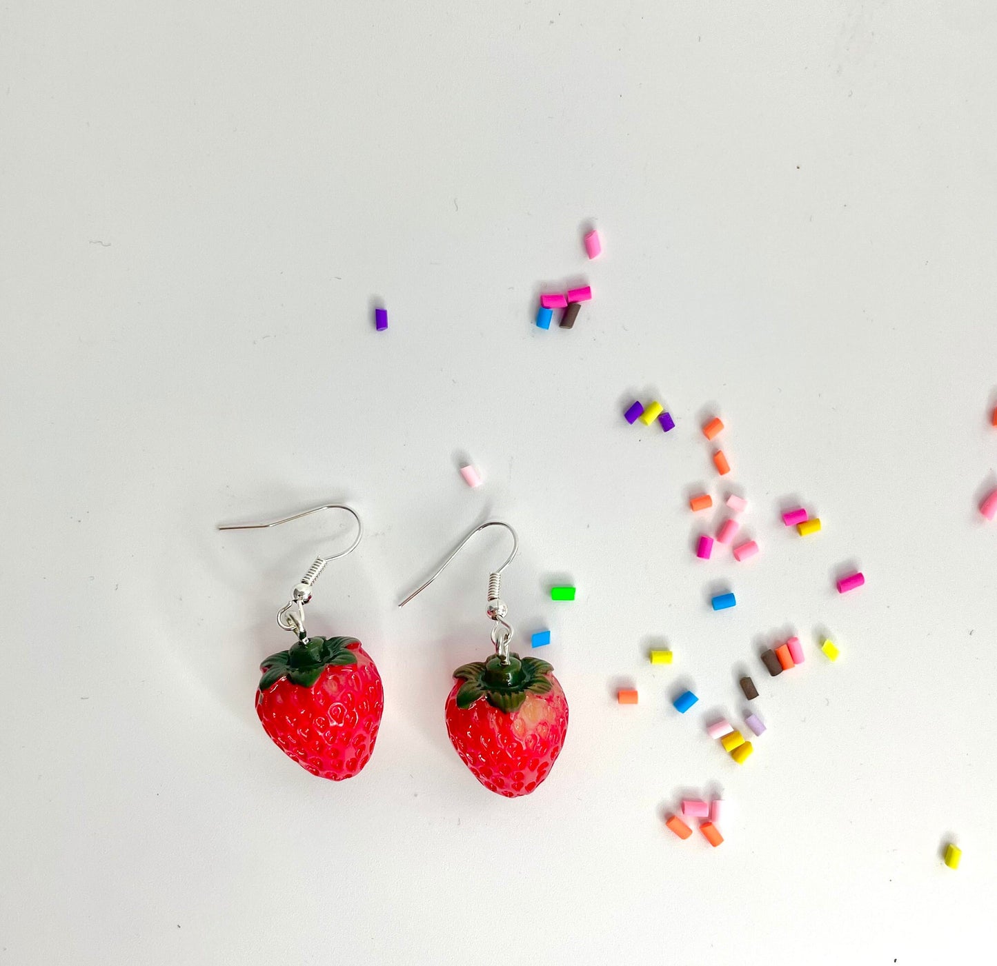 Strawberry Fruit Sterling Silver Earrings