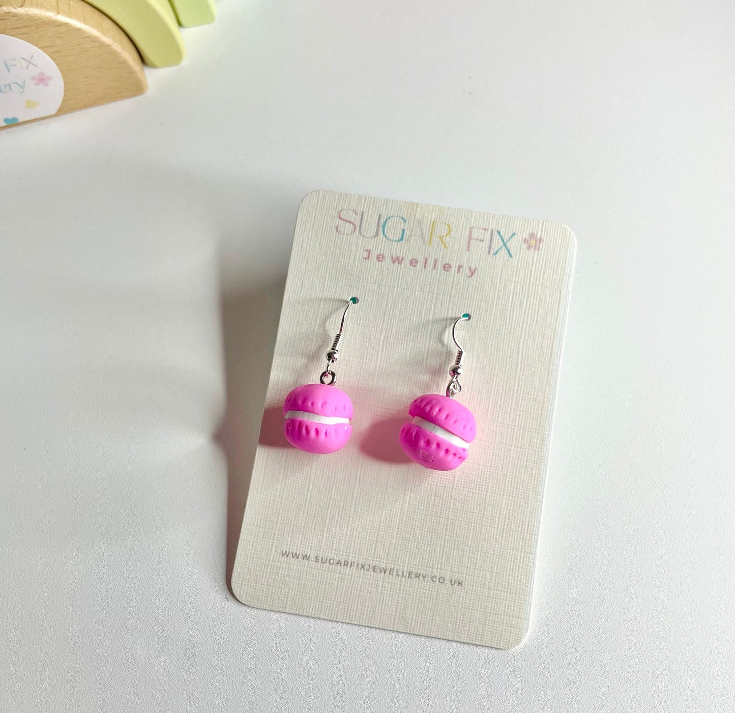 Sterling Silver Hot Pink Macaroon Earrings