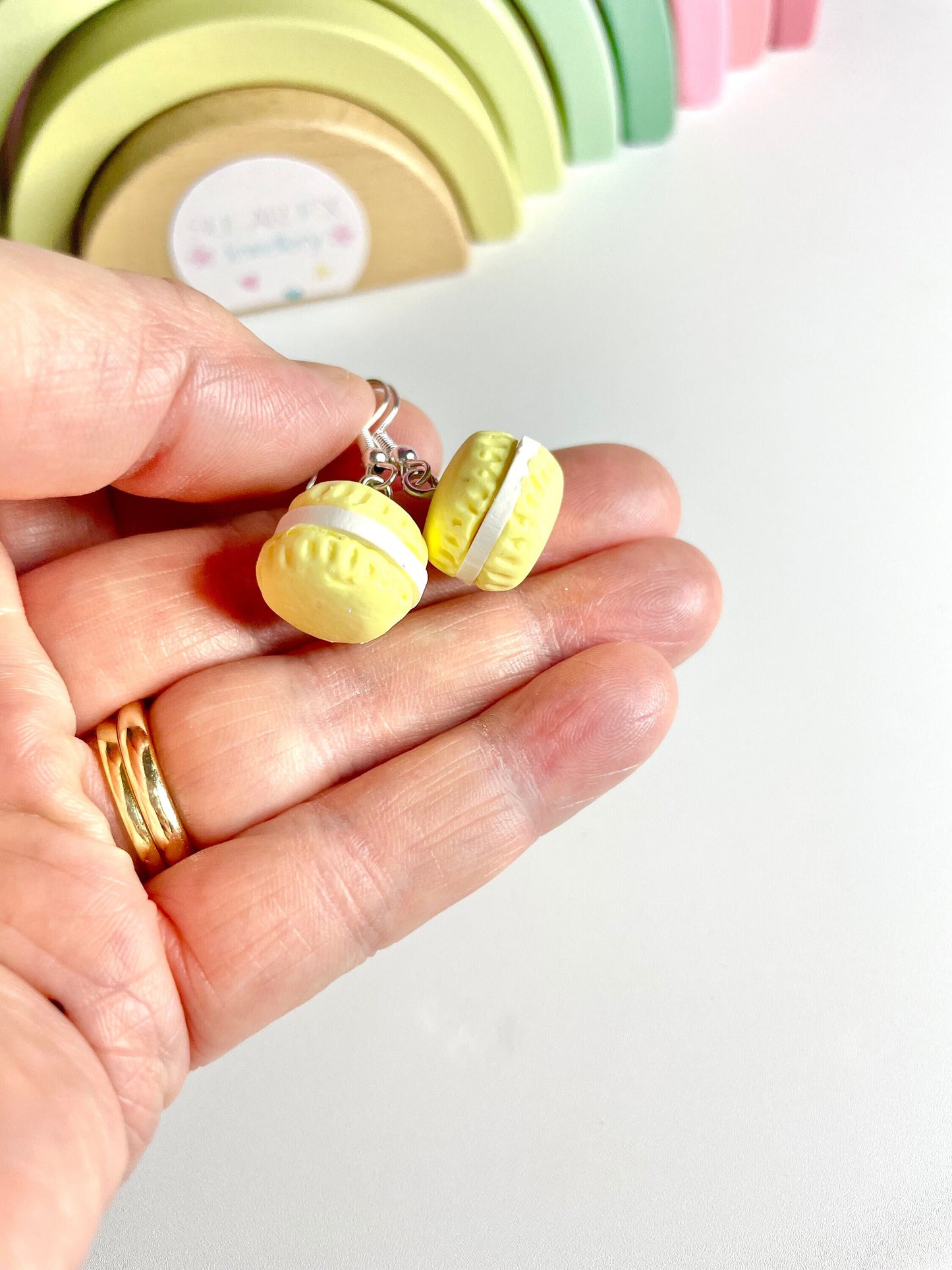 Sterling Silver Sherbet Lemon Macaroon Earrings