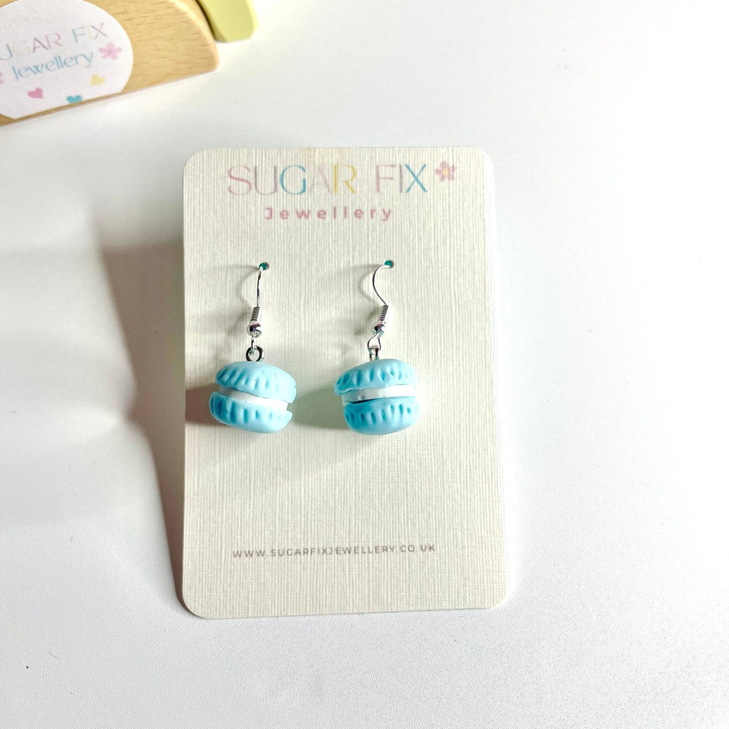 Sterling Silver Blue Macaroon Dangly Earrings