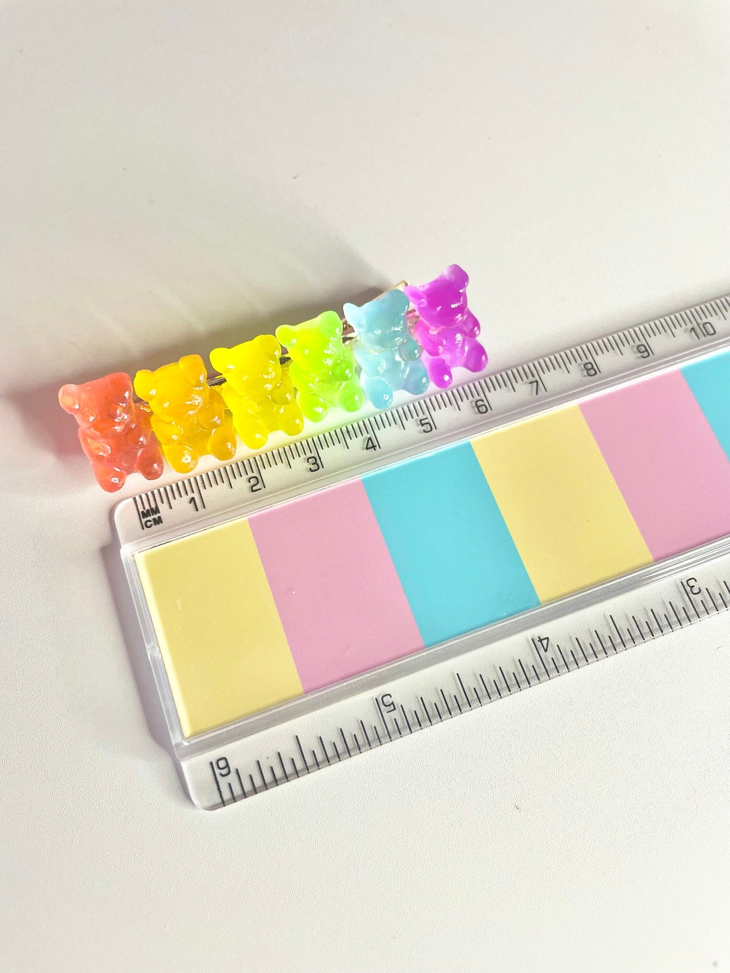 Rainbow Teddy Gummy Bear Hair Clip Slide
