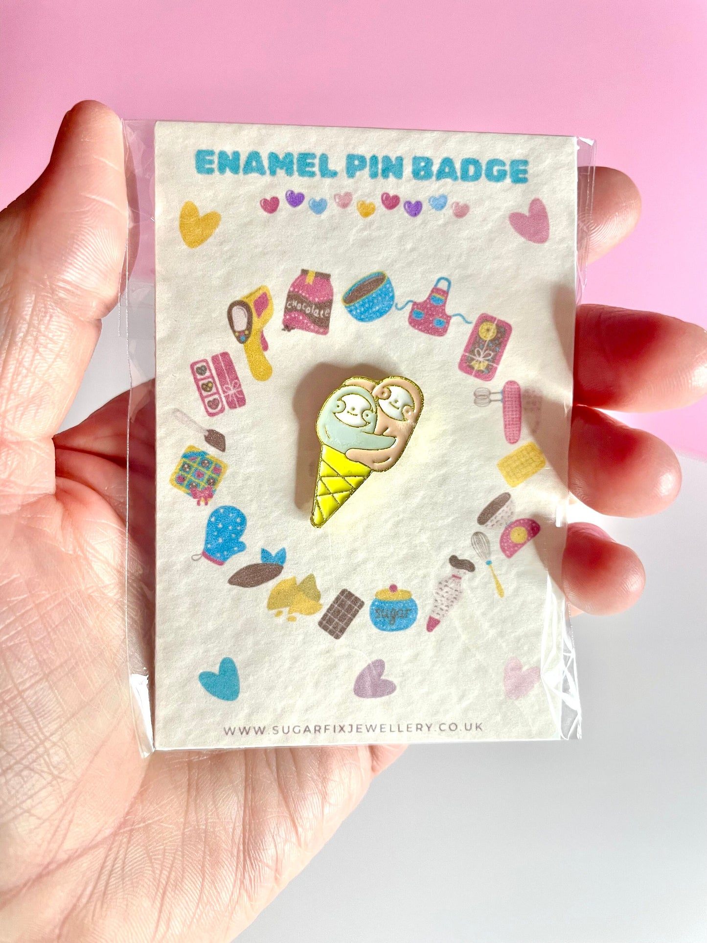Sloth Ice Cream Enamel Pin Brooch