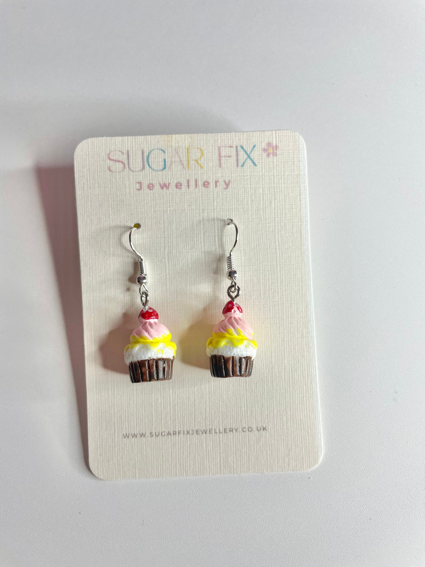 Cupcake Dangle Dropper Sterling Silver Earrings