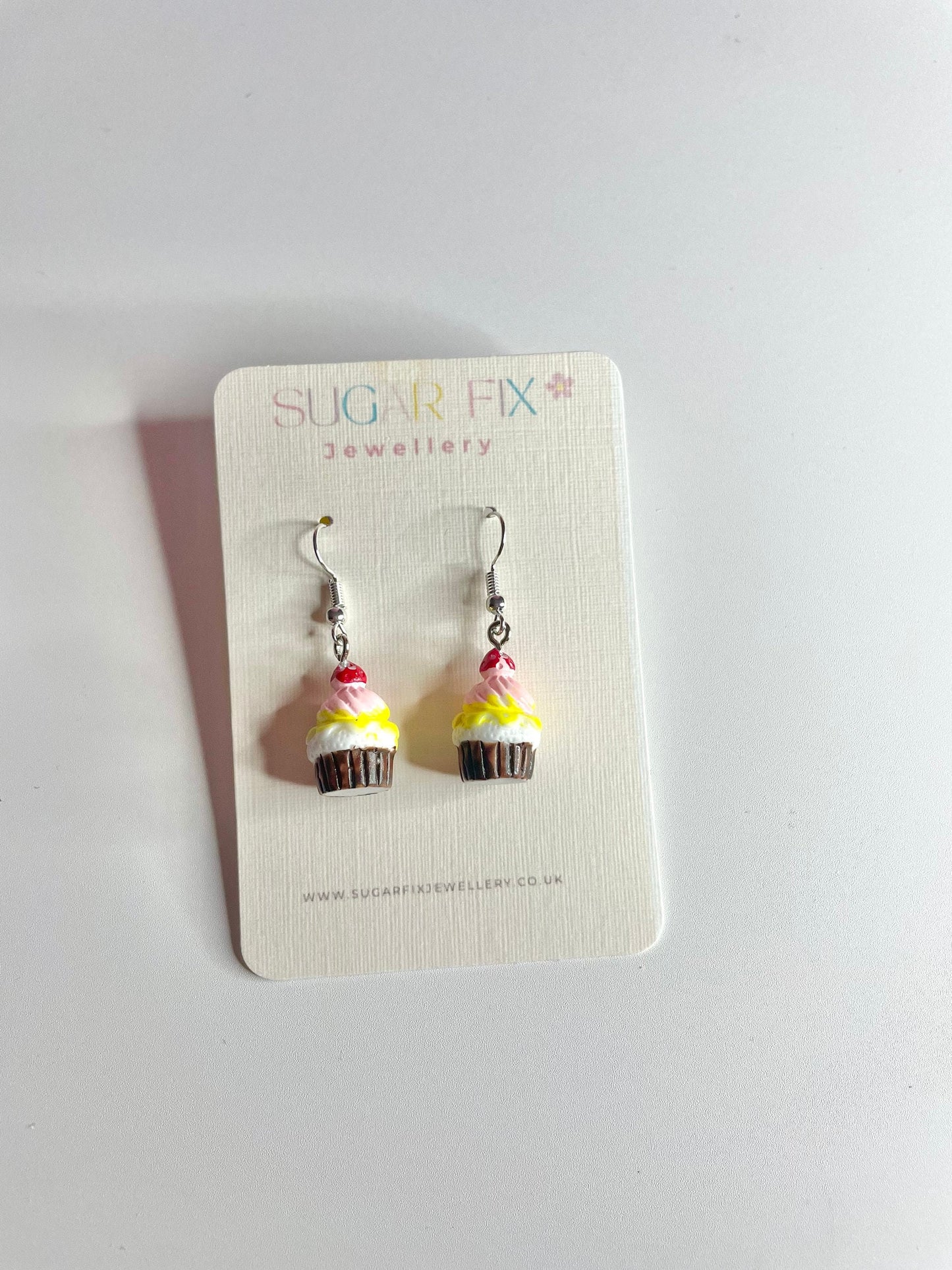 Cupcake Dangle Dropper Sterling Silver Earrings
