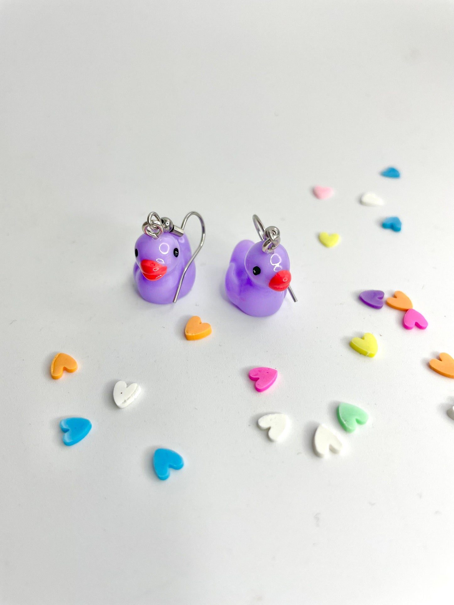 Purple Cute Duck Dangly Earrings