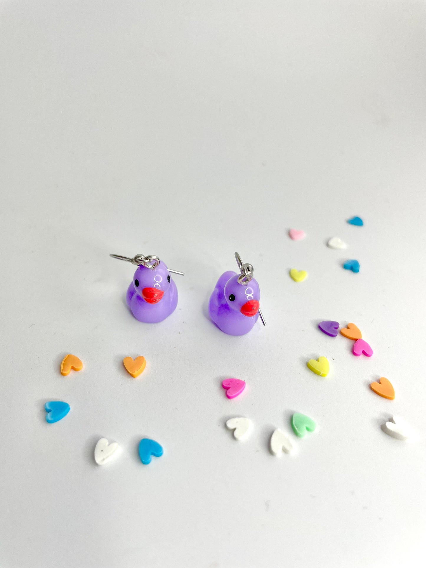 Purple Cute Duck Dangly Earrings